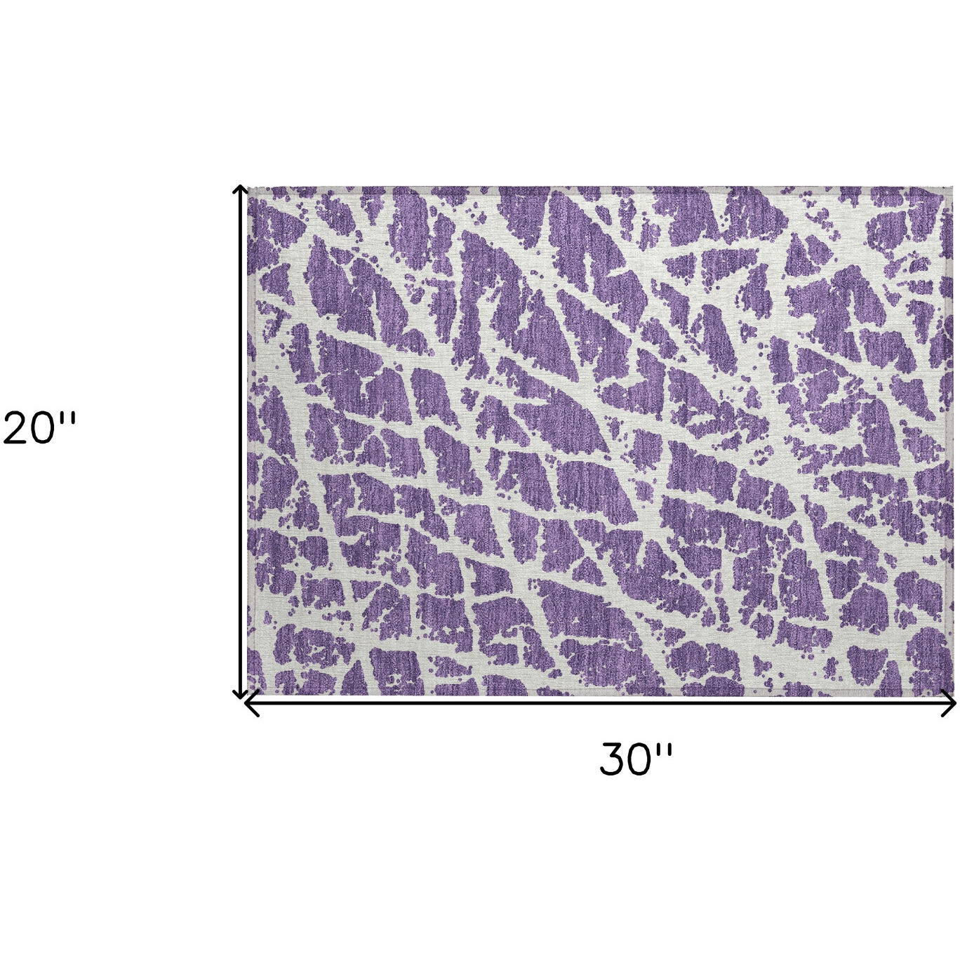 2' X 3' Purple and White Abstract Washable Non Skid Indoor Outdoor Area Rug