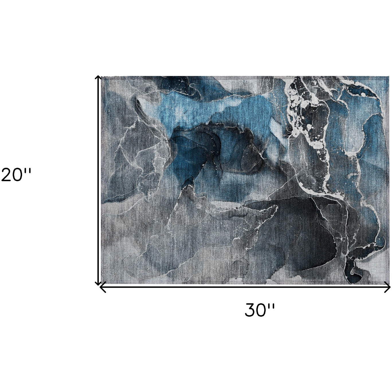2' X 3' Ivory Blue and Gray Abstract Washable Non Skid Indoor Outdoor Area Rug