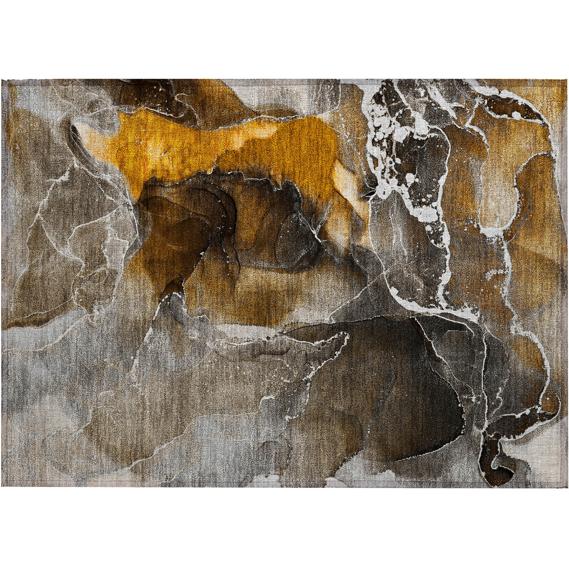 2' X 3' Brown and Gray Abstract Washable Non Skid Indoor Outdoor Area Rug