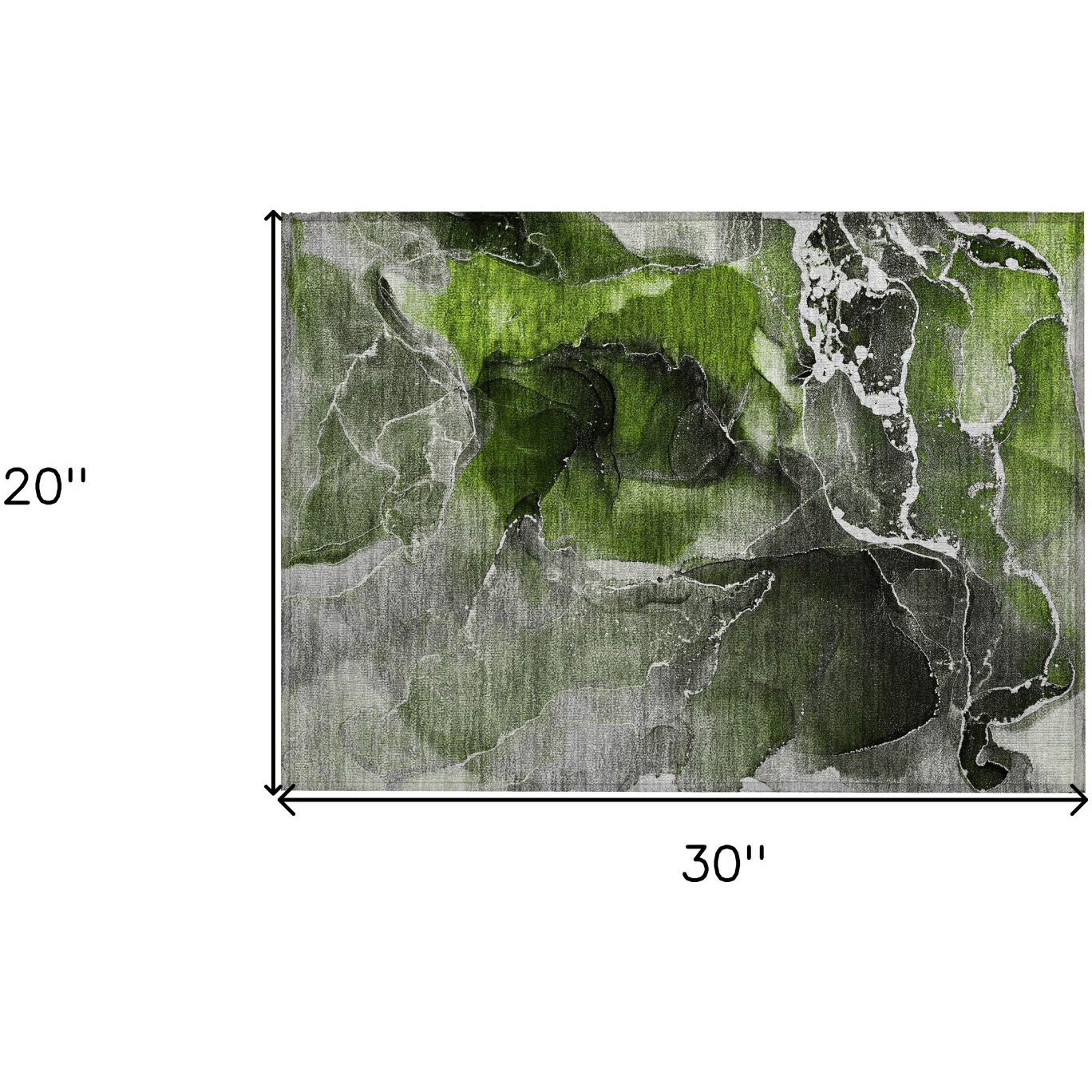 2' X 3' Green Abstract Washable Non Skid Indoor Outdoor Area Rug