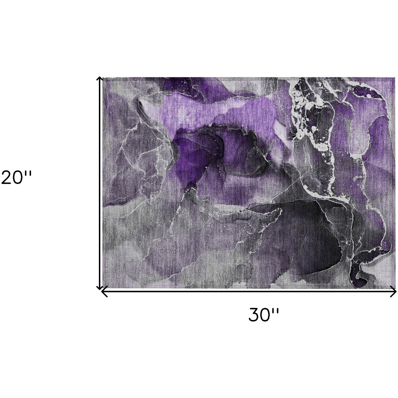 2' X 3' Gray and Purple Abstract Washable Non Skid Indoor Outdoor Area Rug