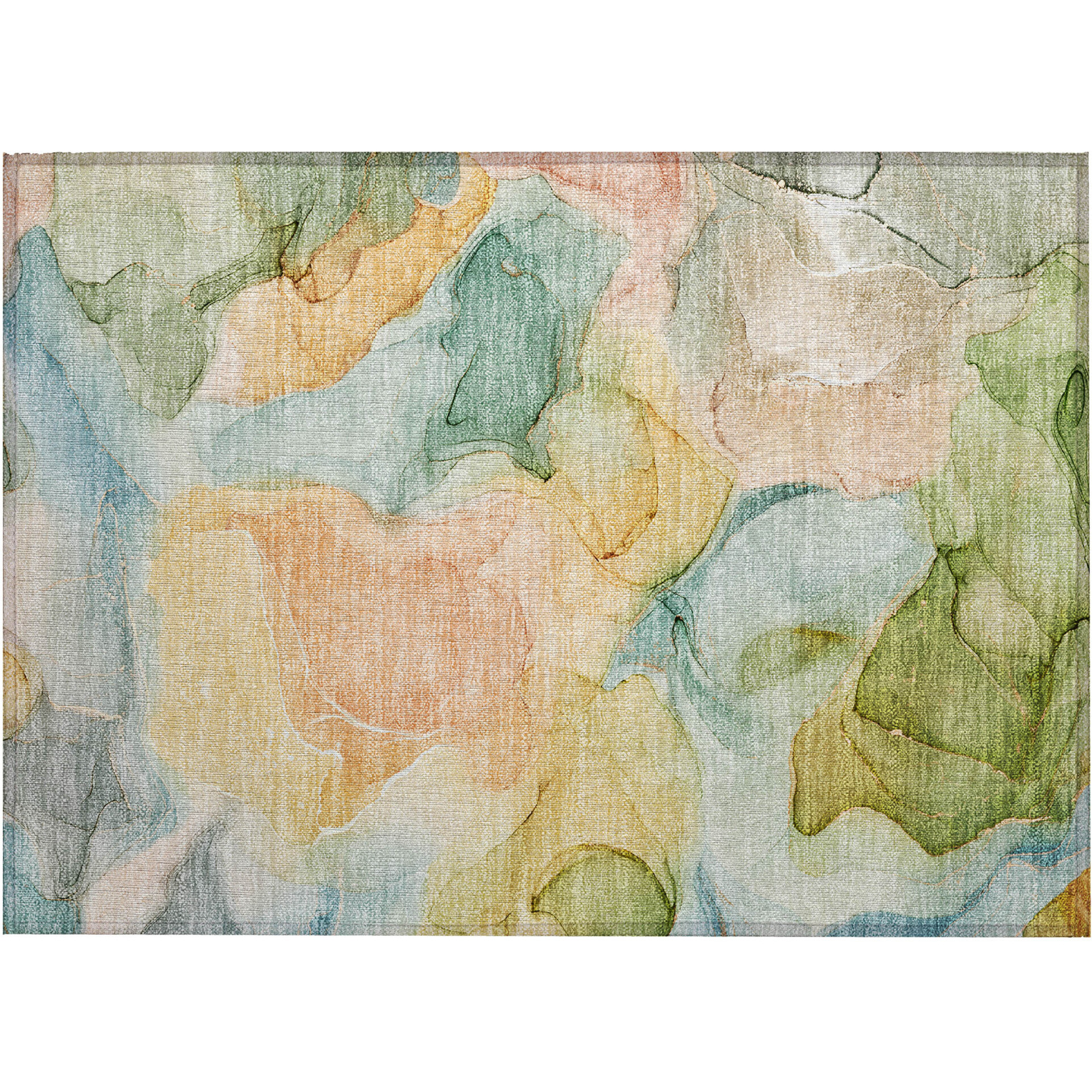 2' X 3' Blue Abstract Washable Non Skid Indoor Outdoor Area Rug