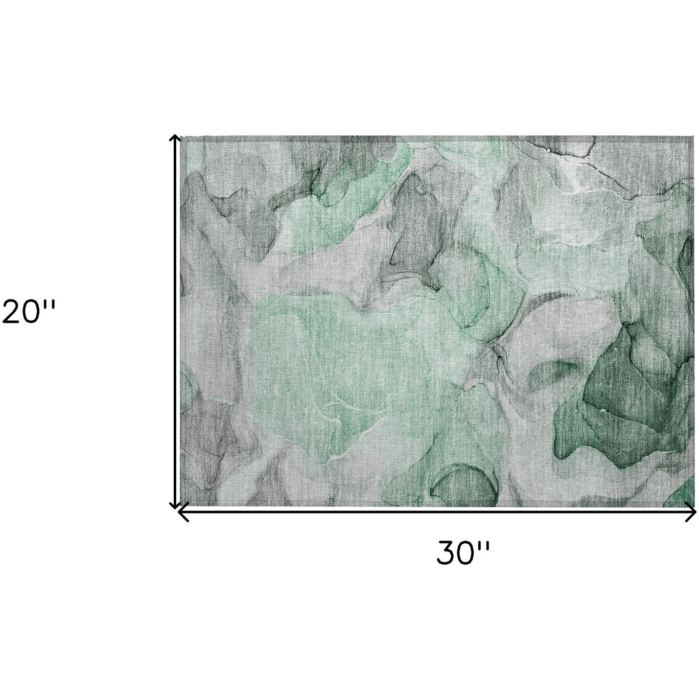 2' X 3' Green Abstract Washable Non Skid Indoor Outdoor Area Rug