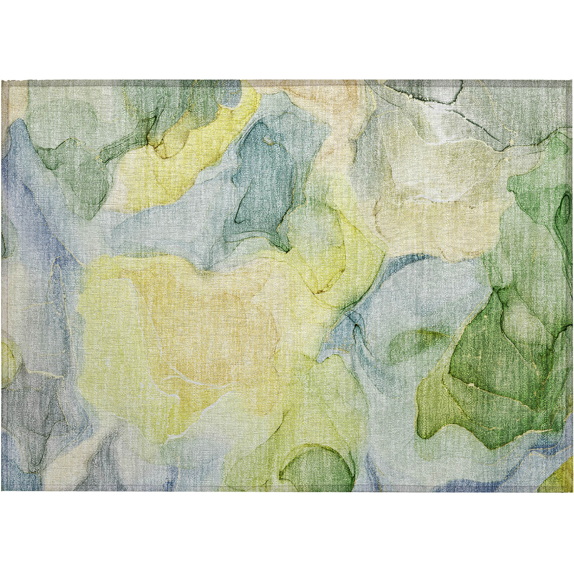 2' X 3' Yellow Abstract Washable Non Skid Indoor Outdoor Area Rug