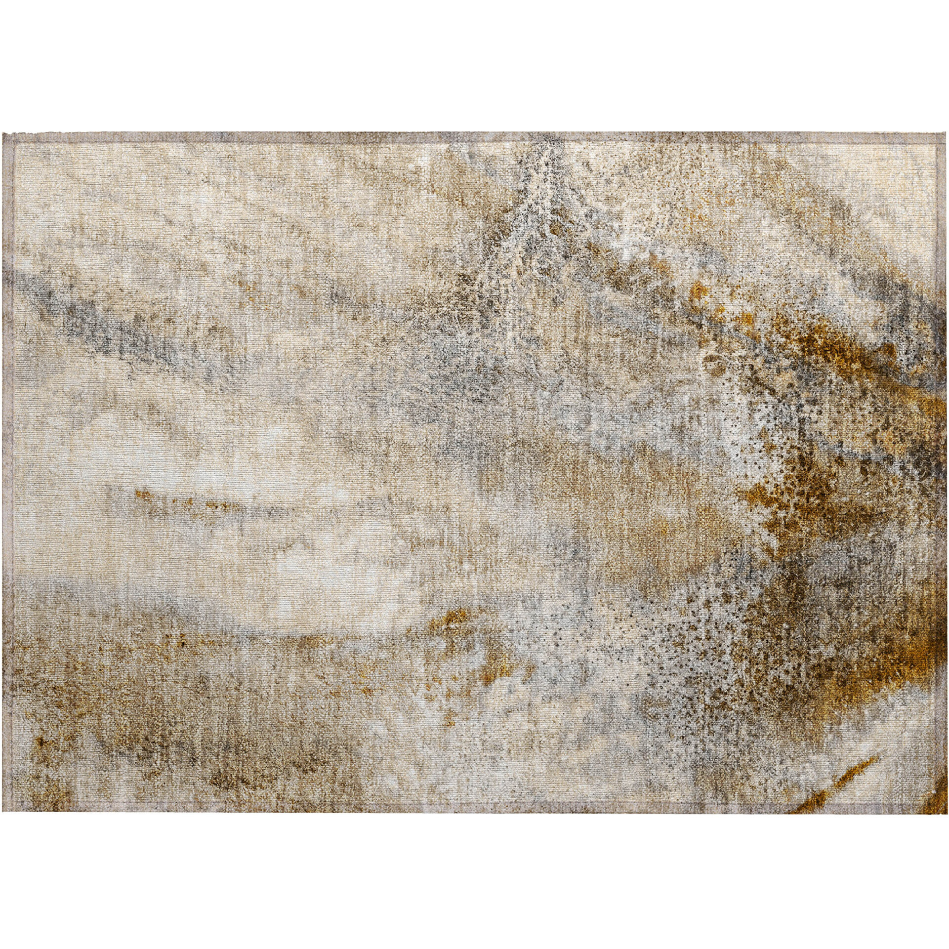 2' X 3' Brown Abstract Washable Non Skid Indoor Outdoor Area Rug