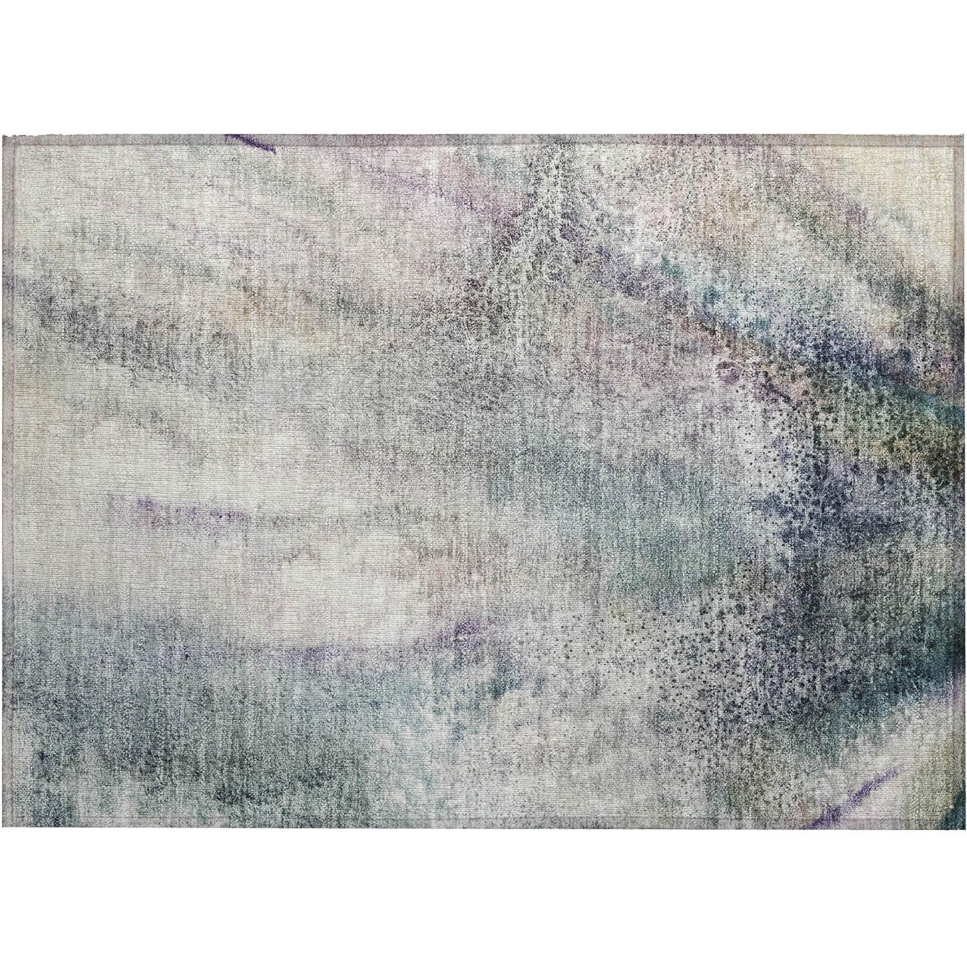 2' X 3' Ivory Abstract Washable Non Skid Indoor Outdoor Area Rug