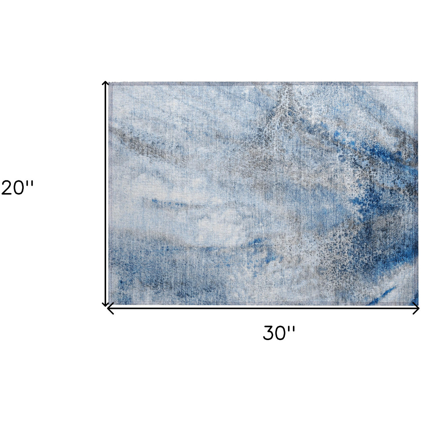 2' X 3' Ivory Blue and Gray Abstract Washable Non Skid Indoor Outdoor Area Rug