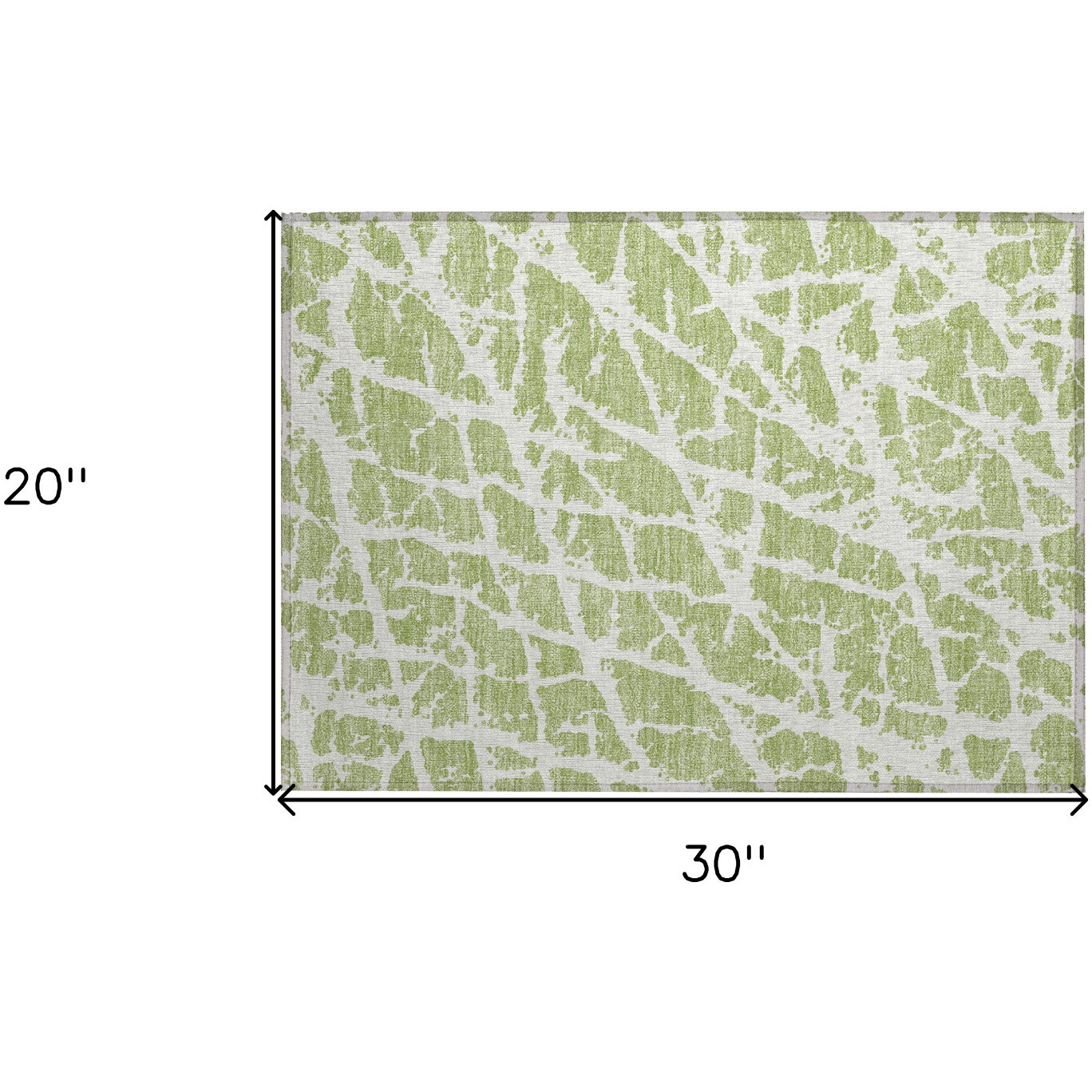 2' X 3' Green and White Abstract Washable Non Skid Indoor Outdoor Area Rug