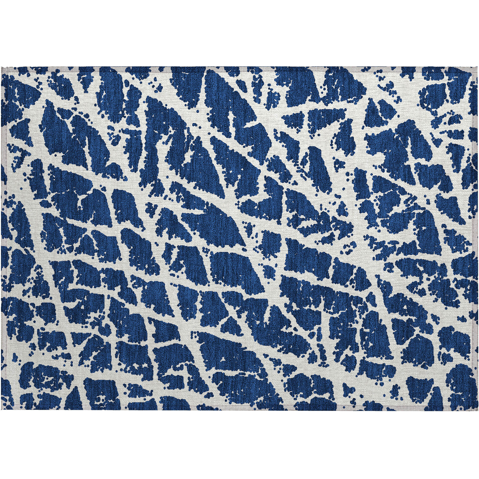2' X 3' Navy and Ivory Abstract Washable Non Skid Indoor Outdoor Area Rug