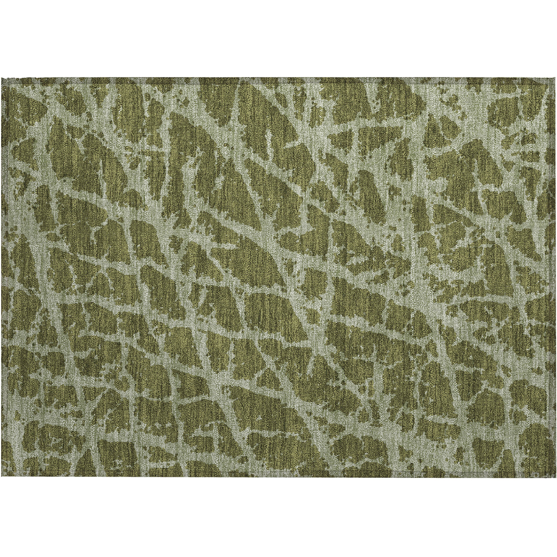 2' X 3' Green Abstract Washable Non Skid Indoor Outdoor Area Rug