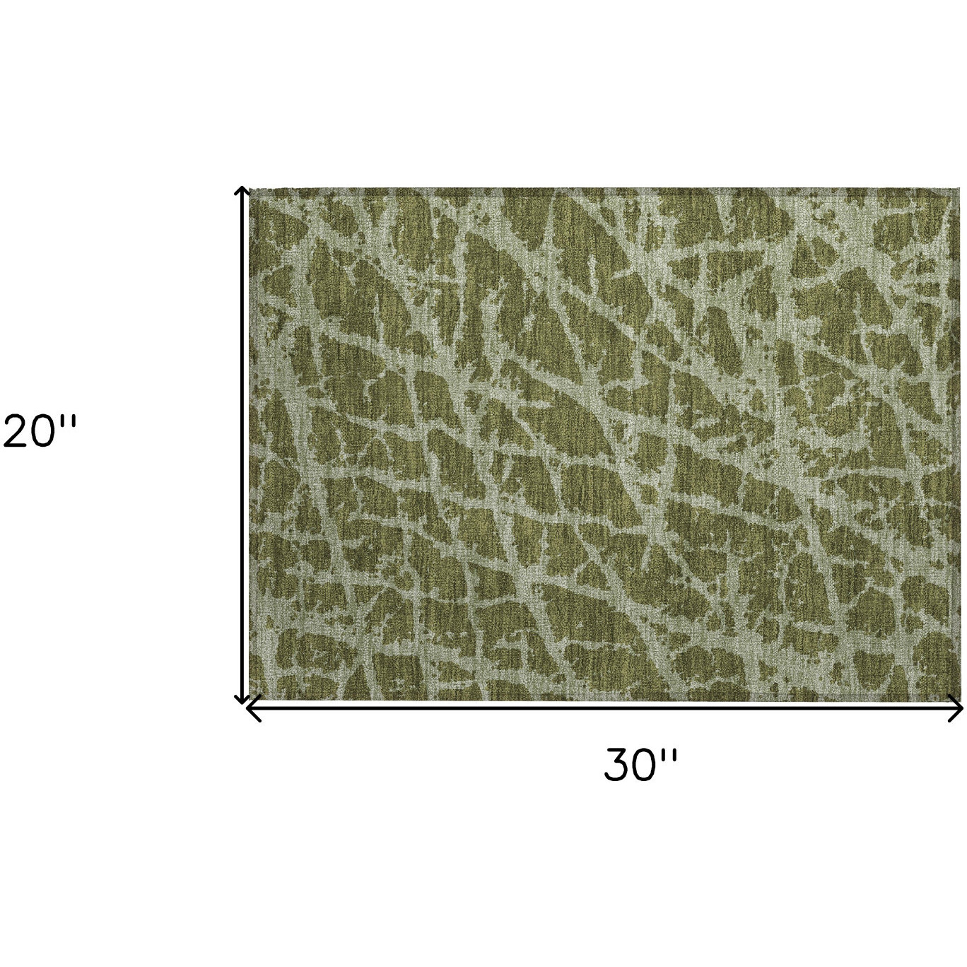 2' X 3' Green Abstract Washable Non Skid Indoor Outdoor Area Rug