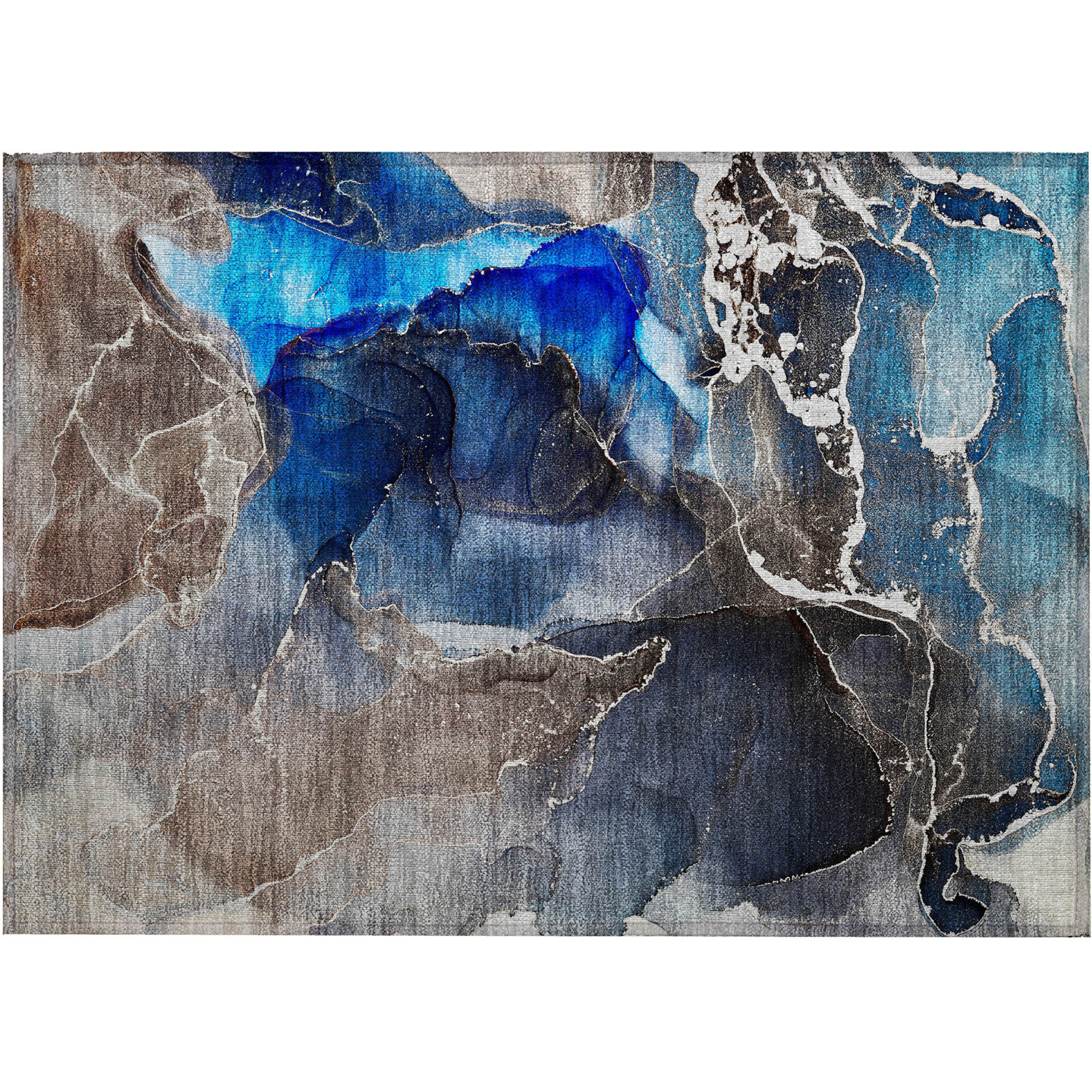 2' X 3' Blue Abstract Washable Non Skid Indoor Outdoor Area Rug