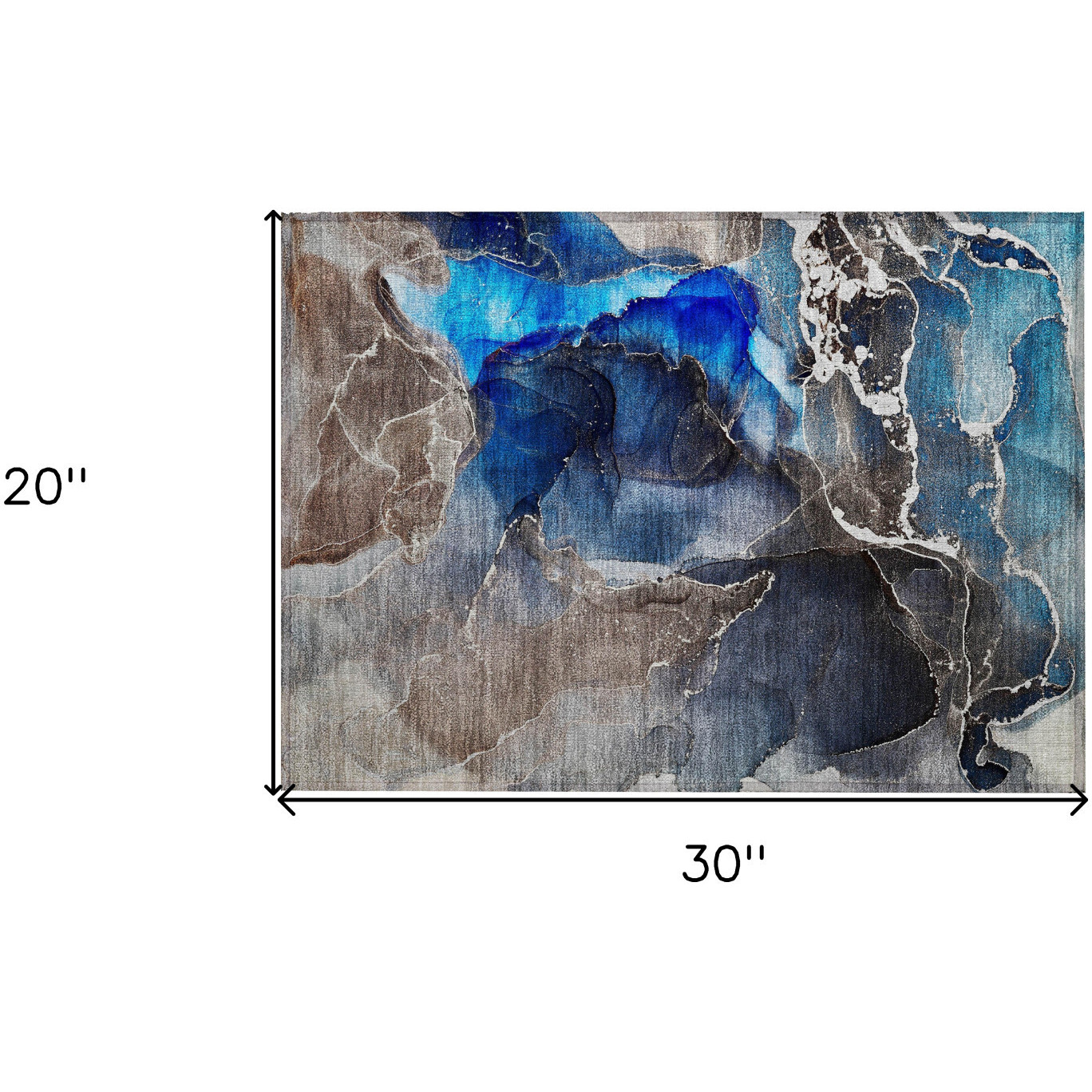 2' X 3' Blue Abstract Washable Non Skid Indoor Outdoor Area Rug