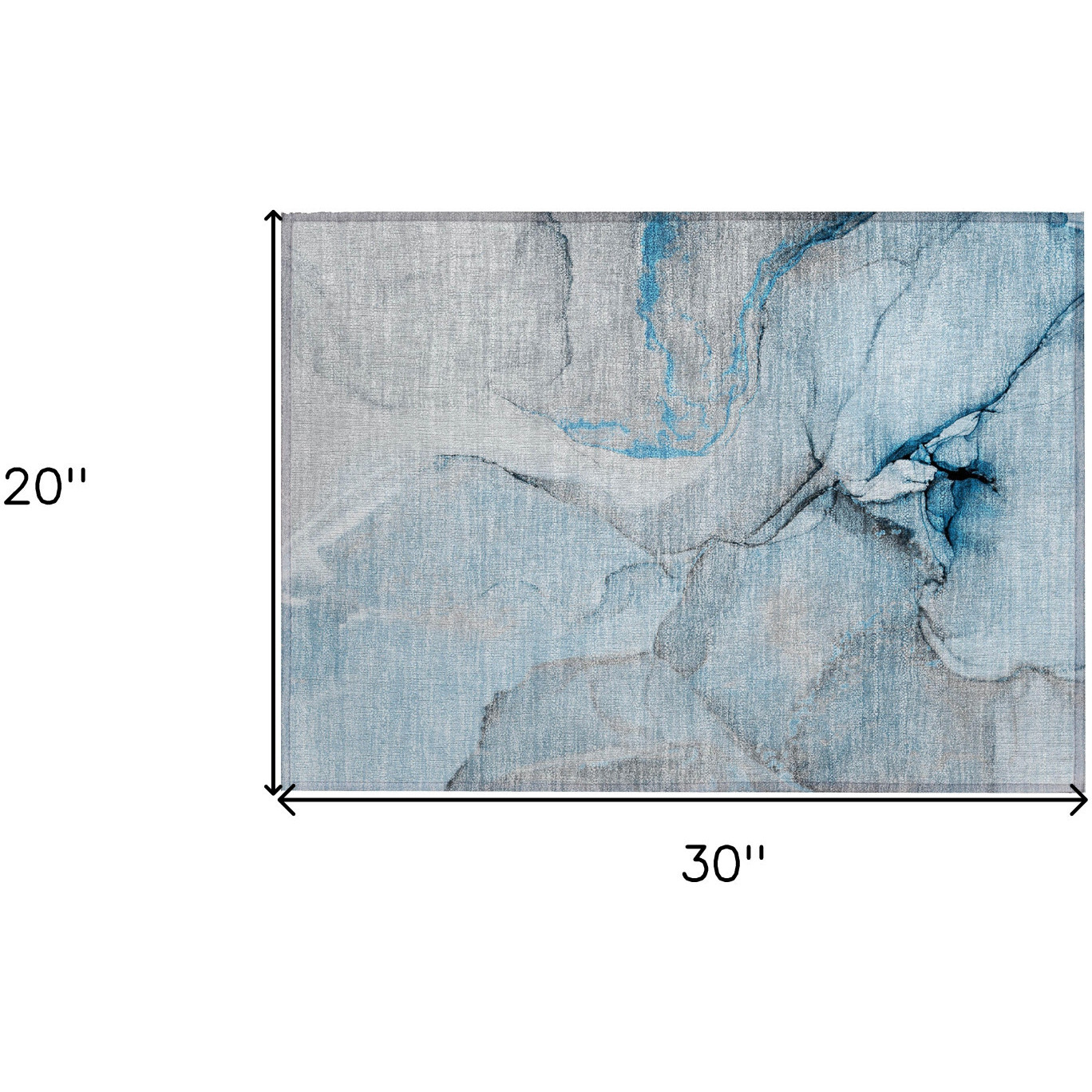 2' X 3' Blue and Ivory Abstract Washable Non Skid Indoor Outdoor Area Rug