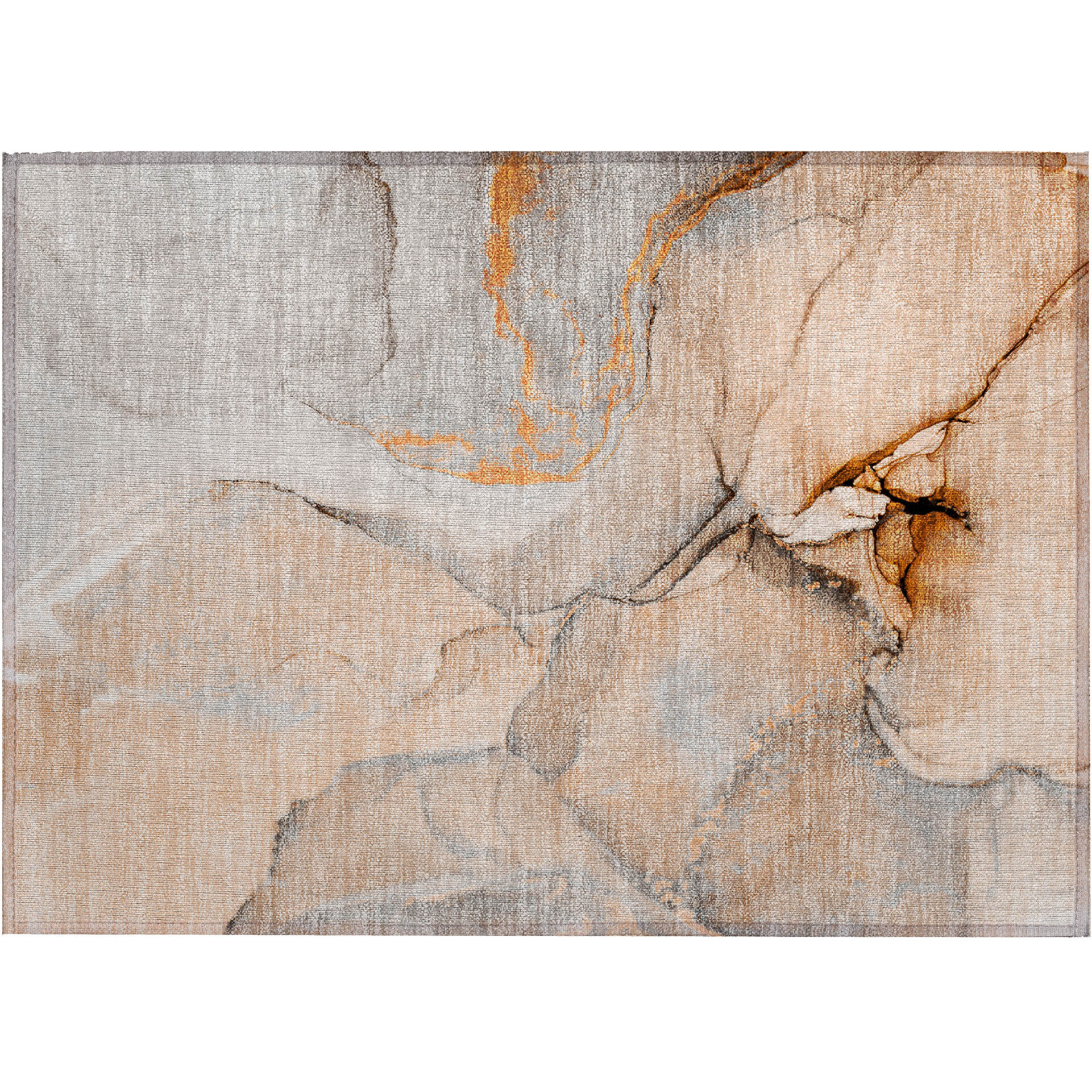 2' X 3' Orange Abstract Washable Non Skid Indoor Outdoor Area Rug