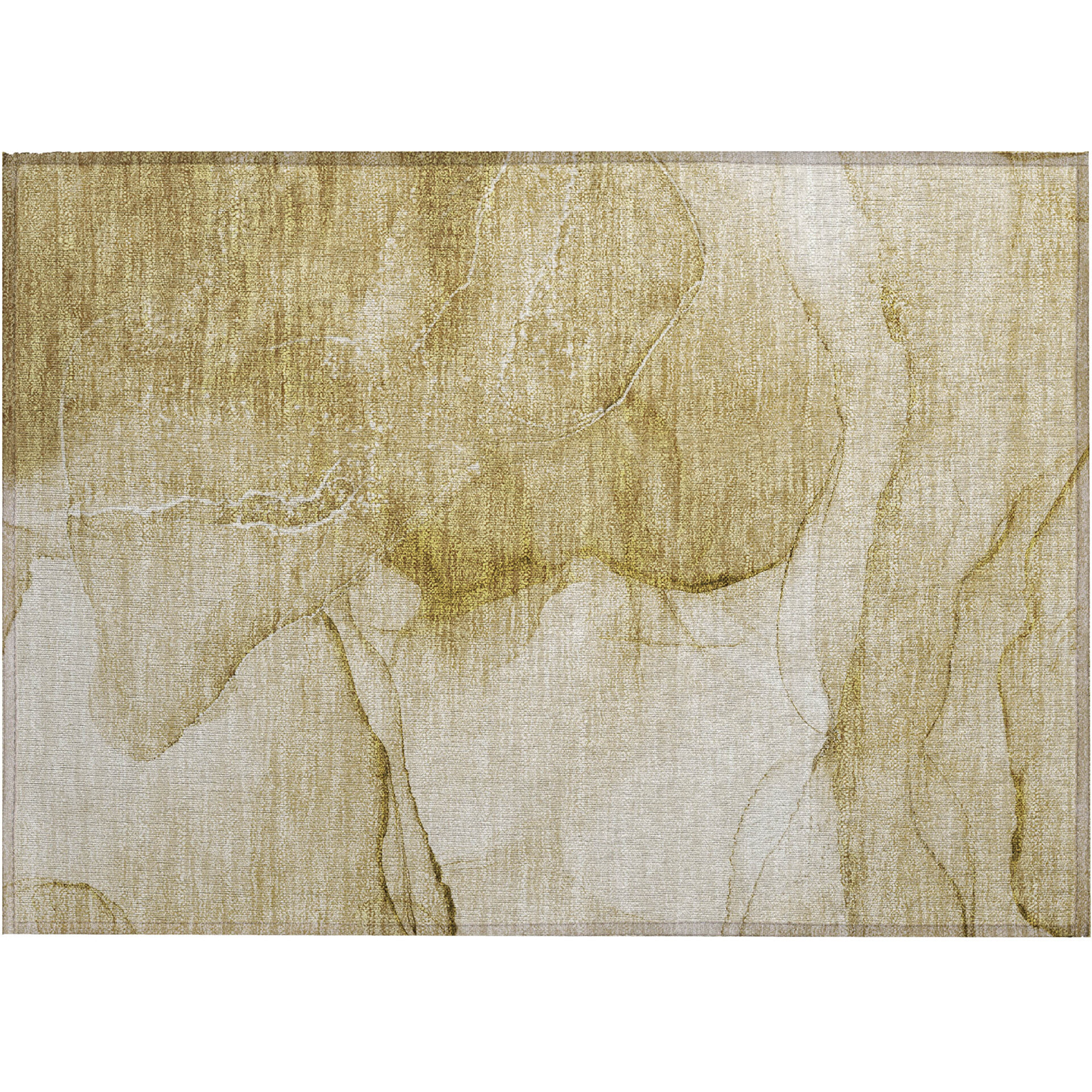 2' X 3' Beige Abstract Washable Non Skid Indoor Outdoor Area Rug