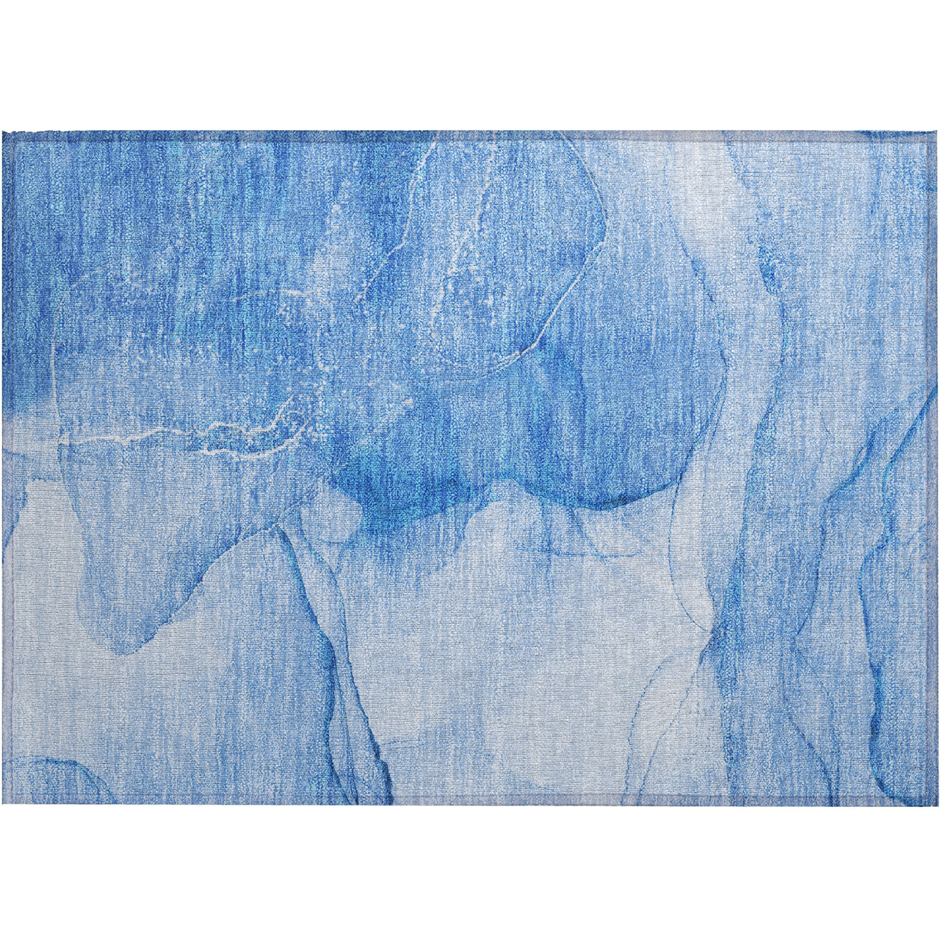 2' X 3' Blue Abstract Washable Non Skid Indoor Outdoor Area Rug