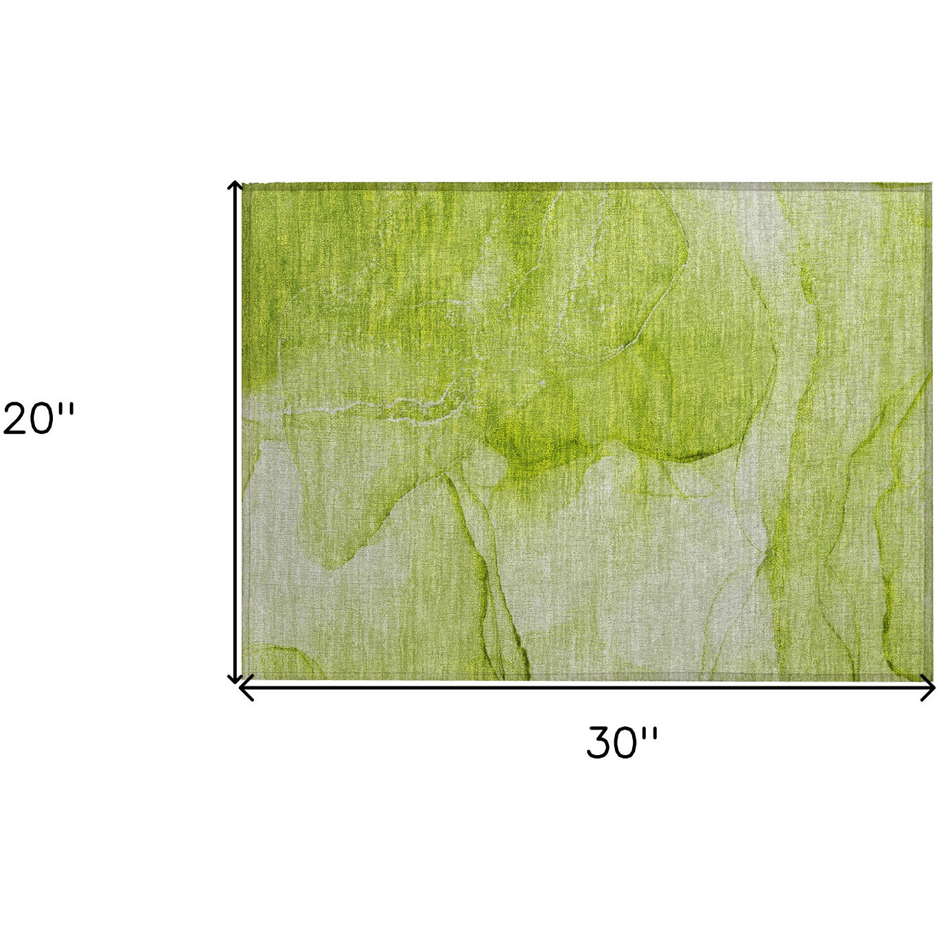 2' X 3' Green Abstract Washable Non Skid Indoor Outdoor Area Rug