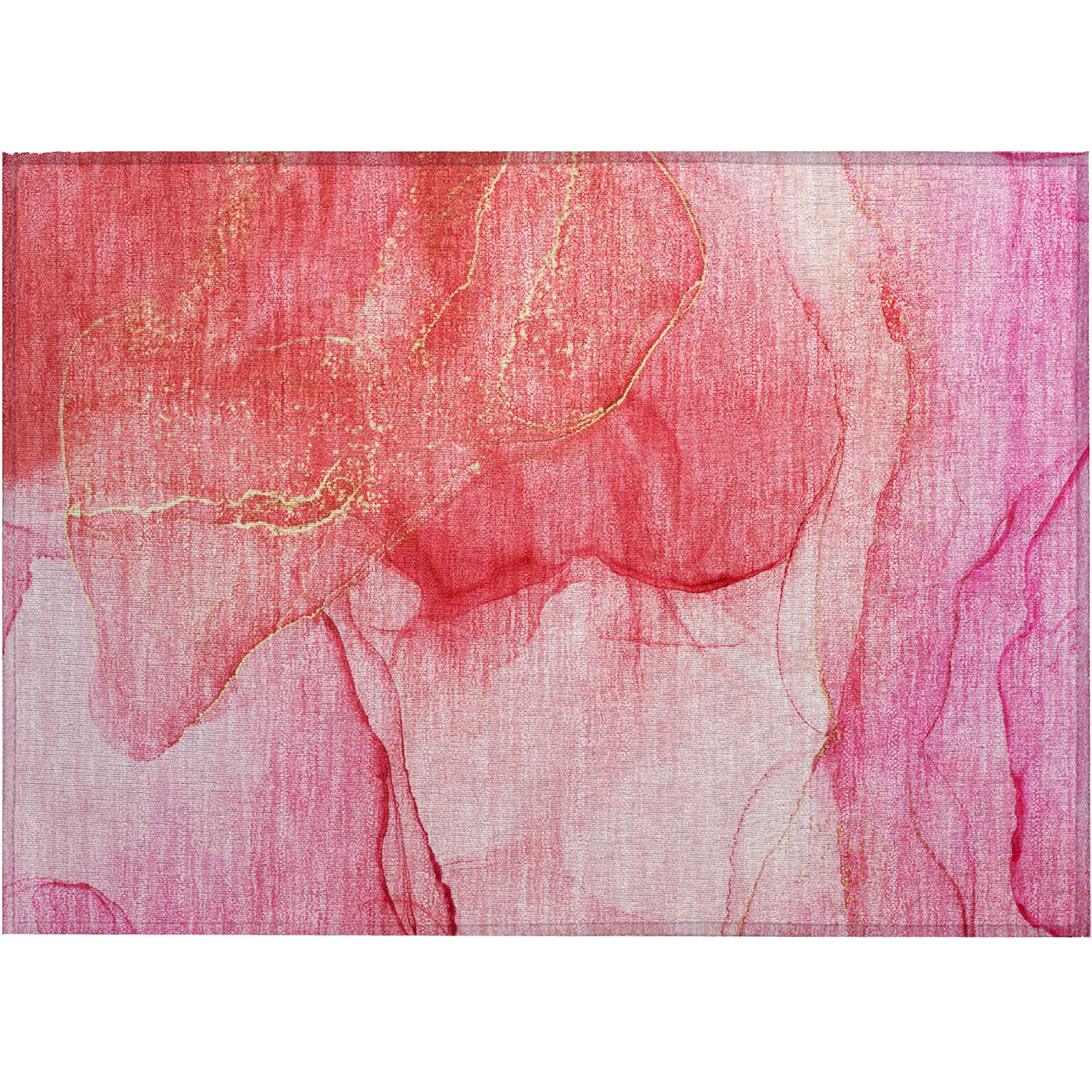 2' X 3' Pink Abstract Washable Non Skid Indoor Outdoor Area Rug