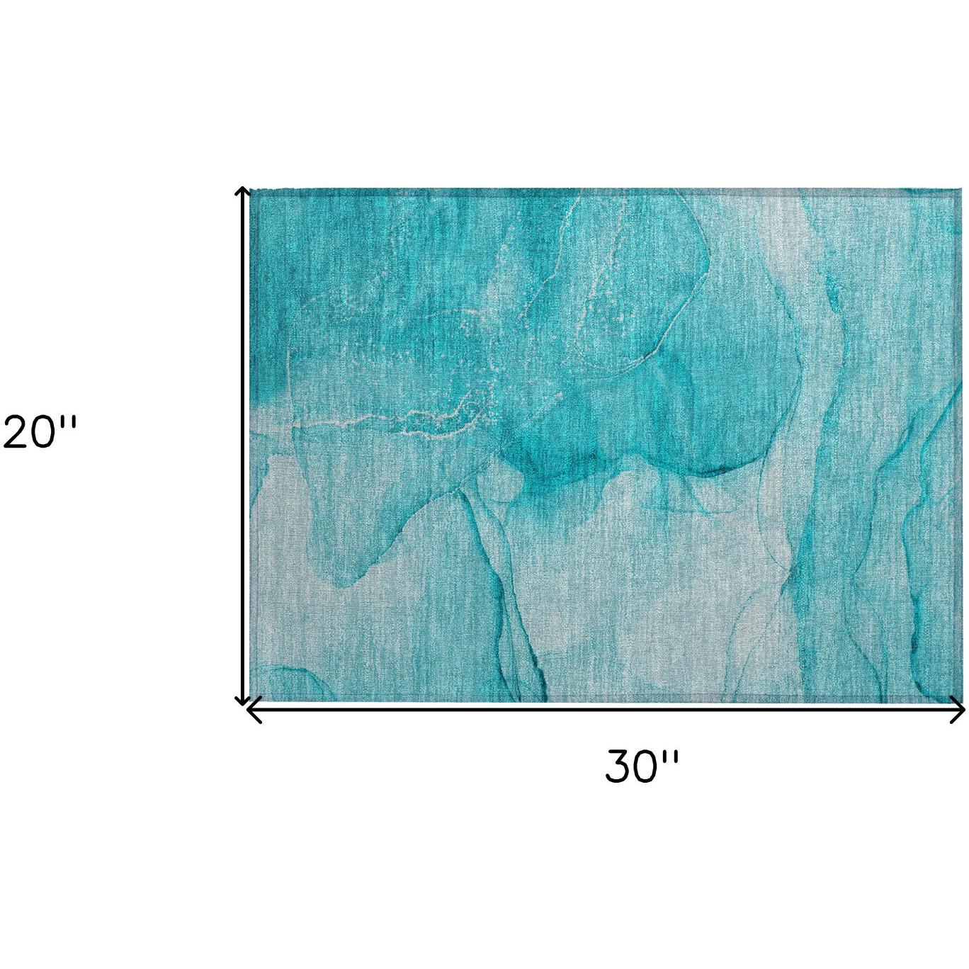 2' X 3' Teal Abstract Washable Non Skid Indoor Outdoor Area Rug