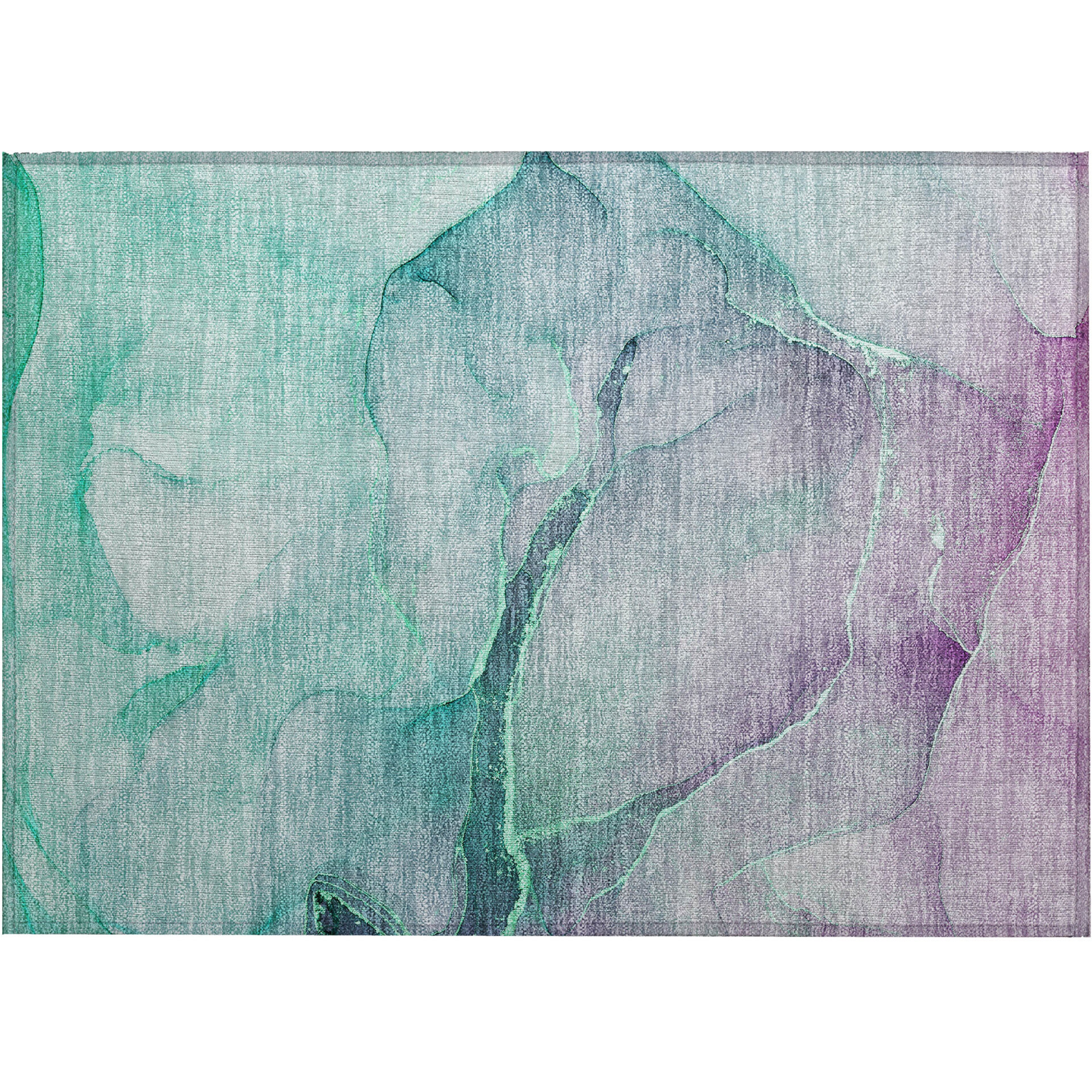 2' X 3' Green Abstract Washable Non Skid Indoor Outdoor Area Rug