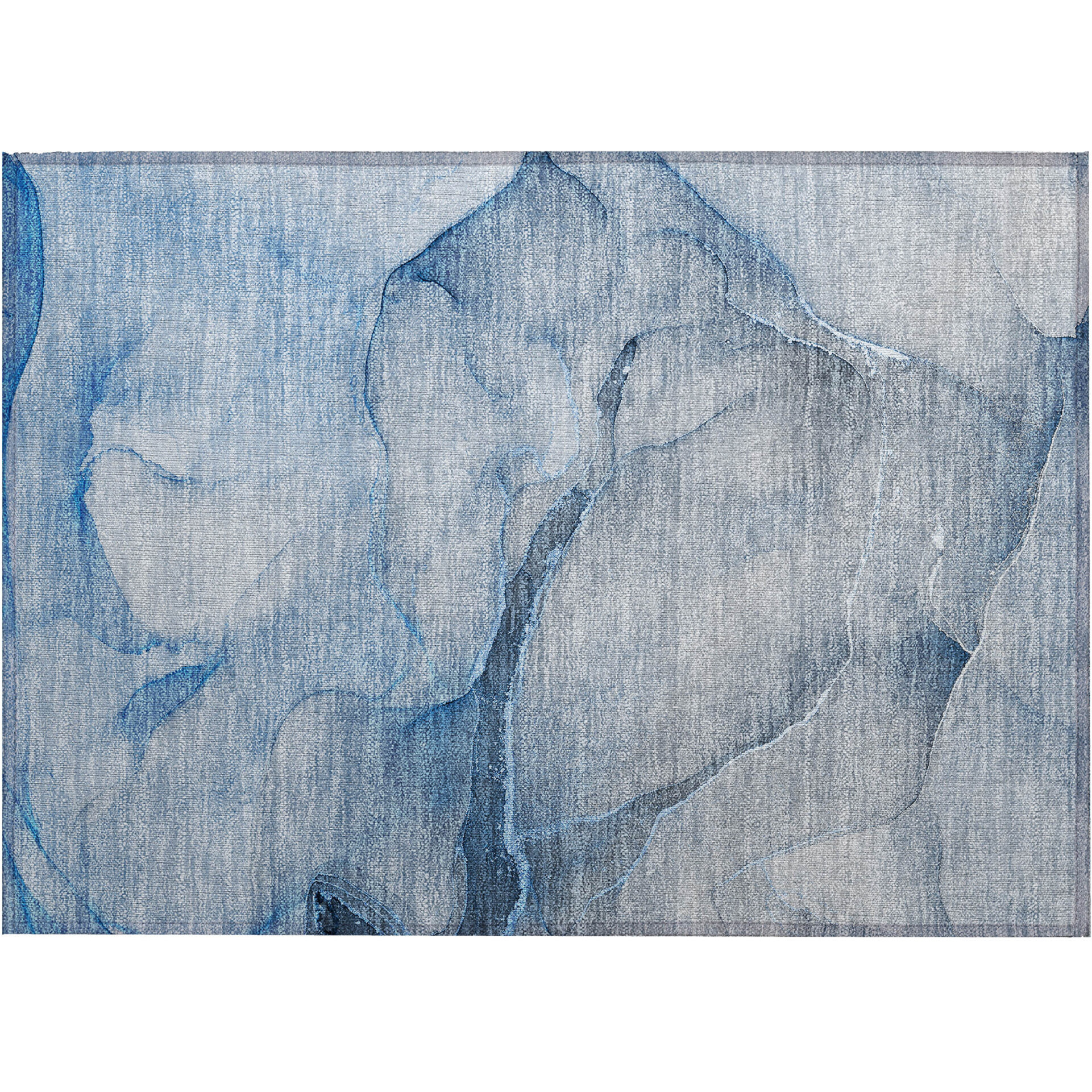 2' X 3' Blue Abstract Washable Non Skid Indoor Outdoor Area Rug