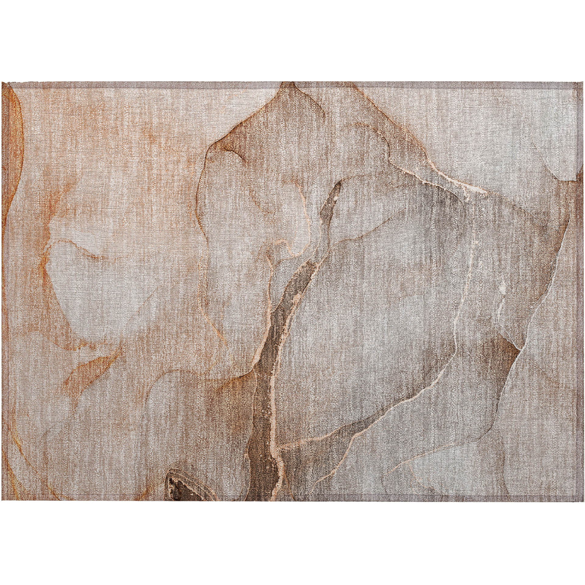 2' X 3' Taupe Abstract Washable Non Skid Indoor Outdoor Area Rug