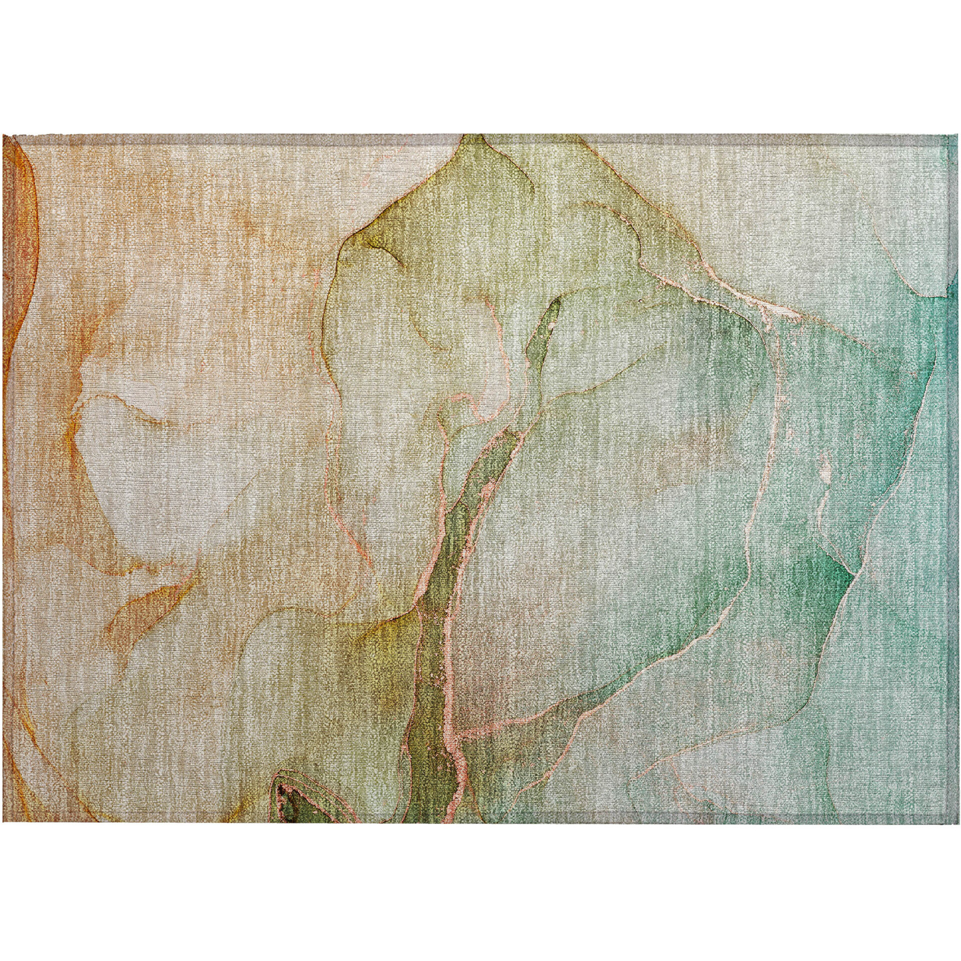 2' X 3' Teal Abstract Washable Non Skid Indoor Outdoor Area Rug