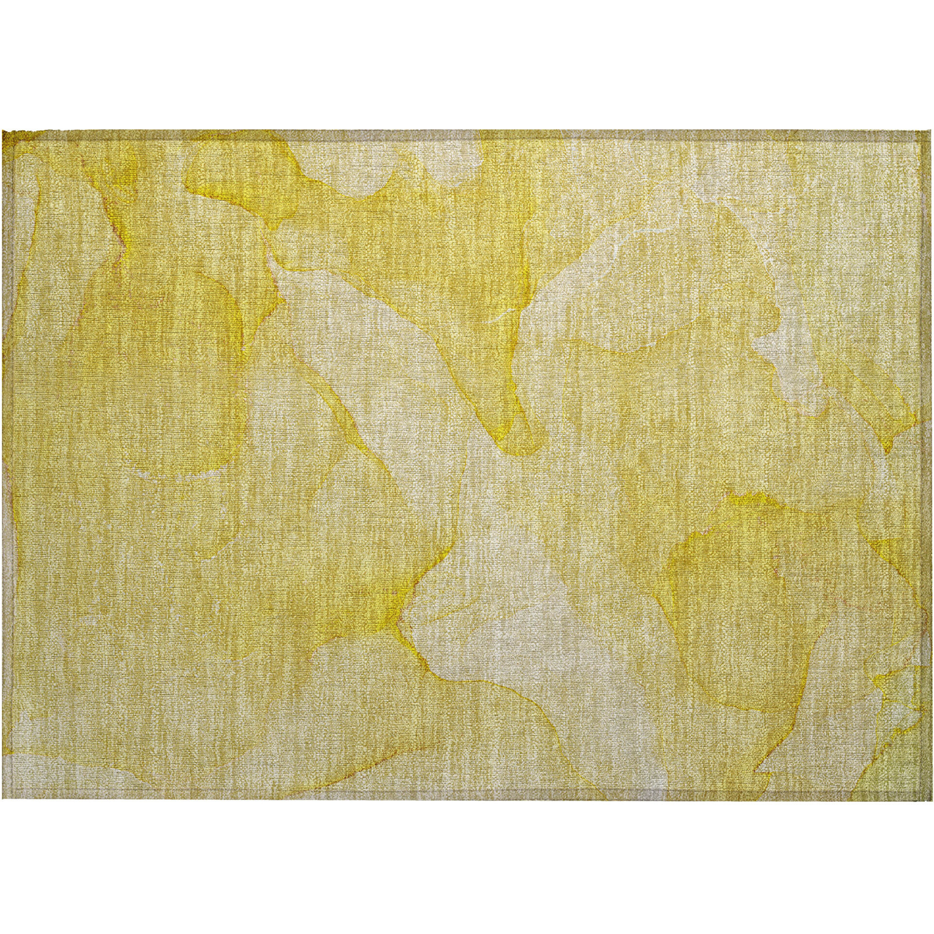 2' X 3' Gold Abstract Washable Non Skid Indoor Outdoor Area Rug