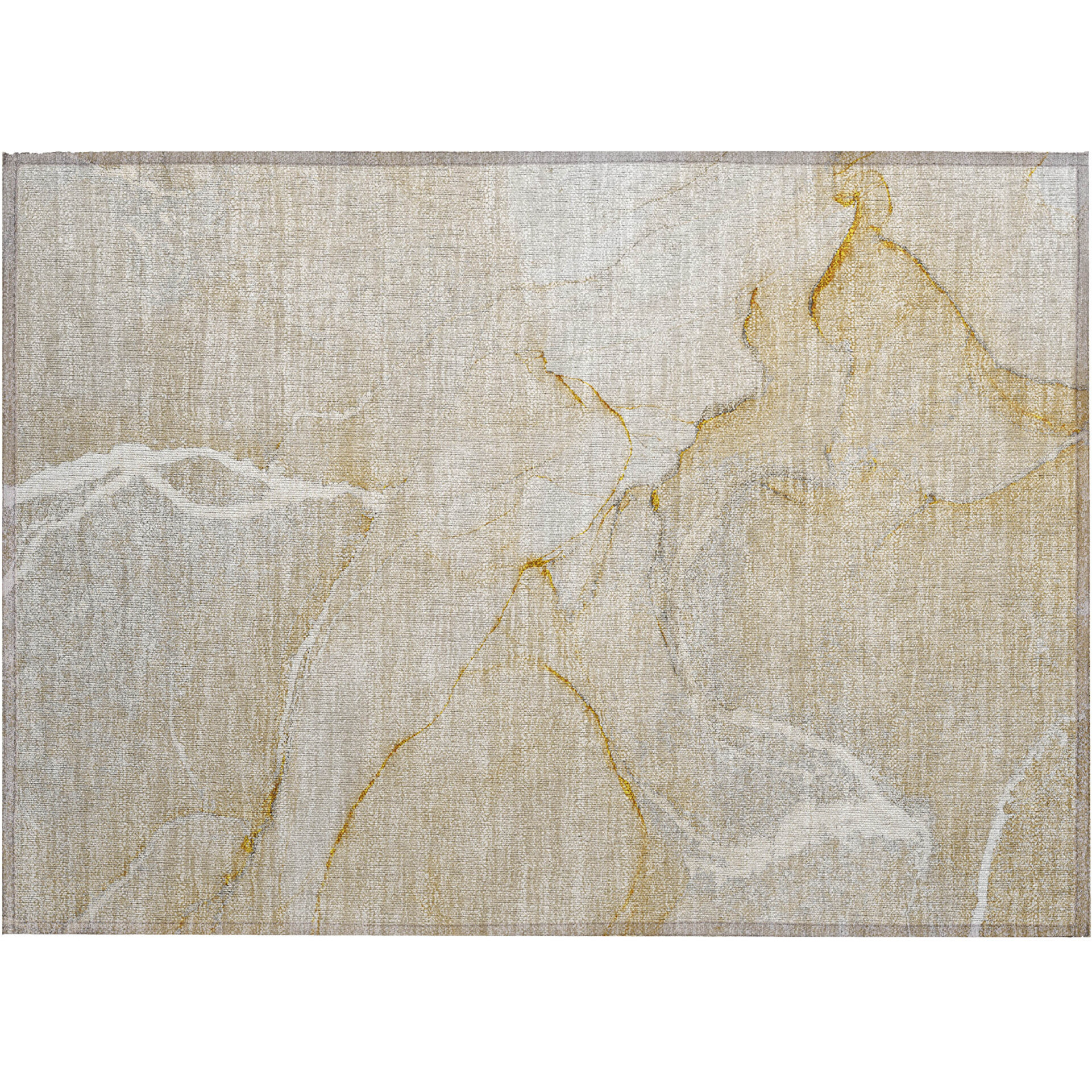 2' X 3' Beige Abstract Washable Indoor Outdoor Area Rug