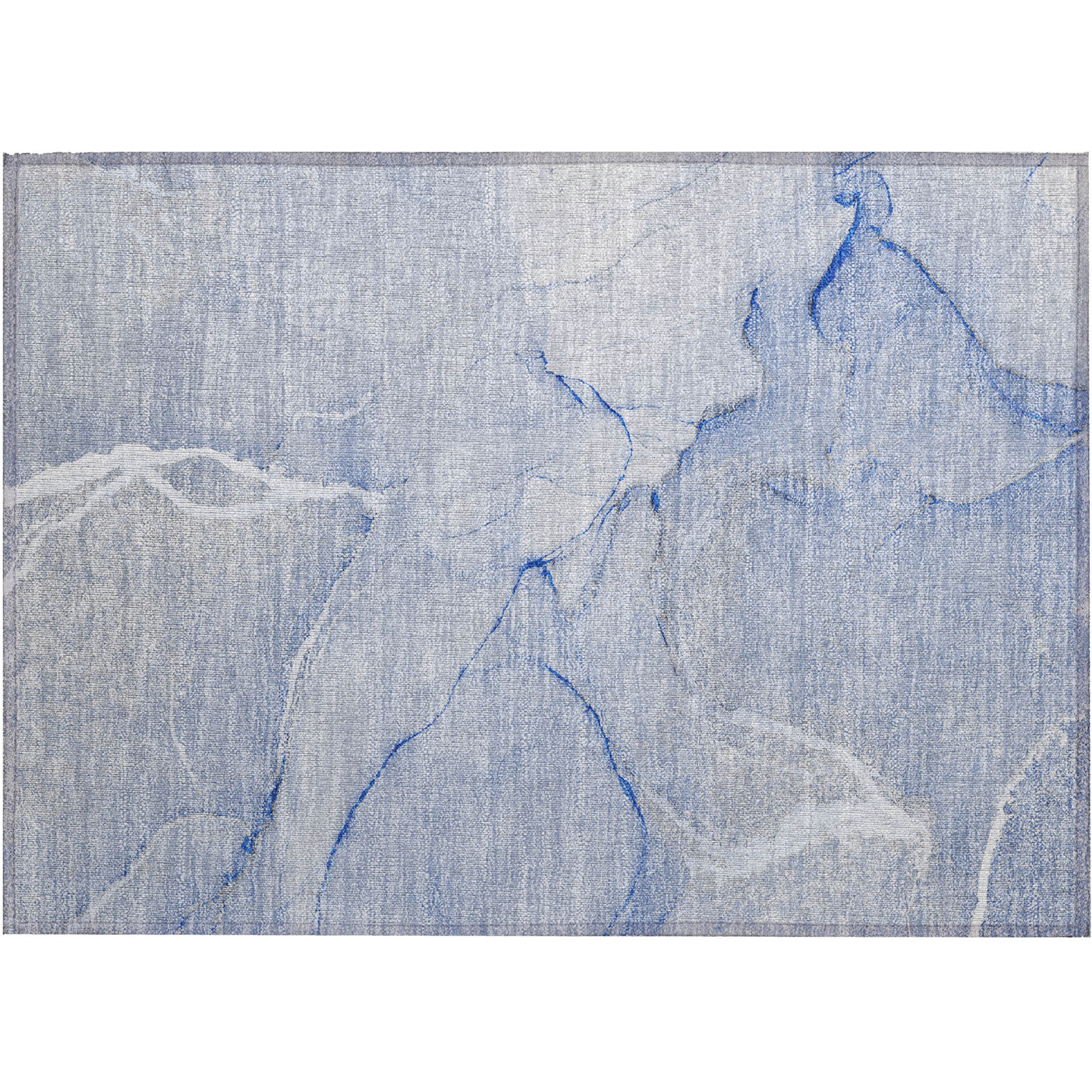 2' X 3' Blue Abstract Washable Non Skid Indoor Outdoor Area Rug