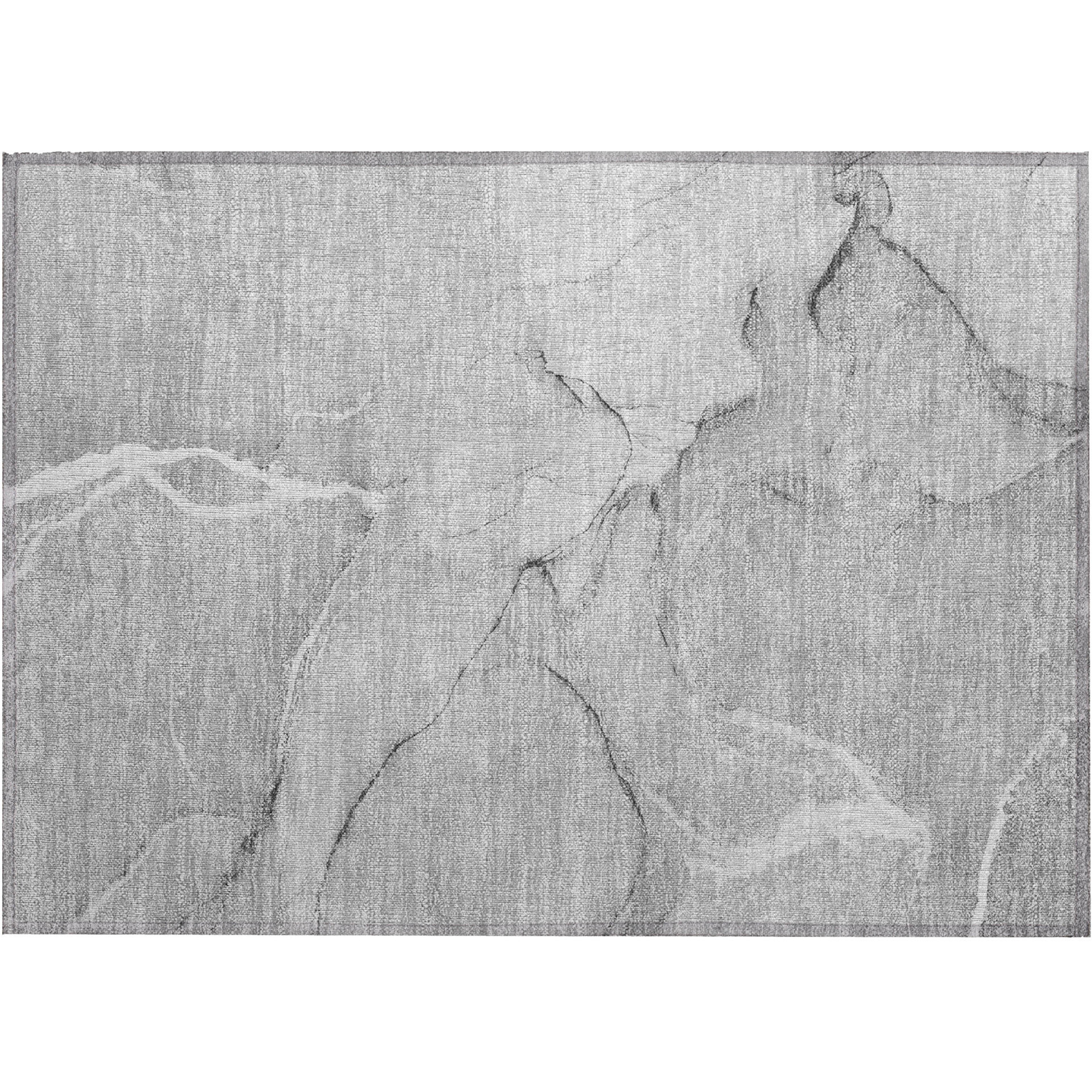 2' X 3' Gray Abstract Washable Non Skid Indoor Outdoor Area Rug