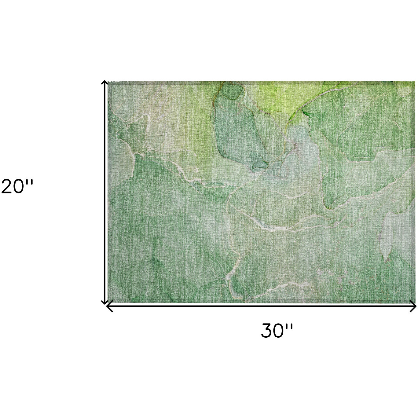 2' X 3' Green Abstract Washable Non Skid Indoor Outdoor Area Rug
