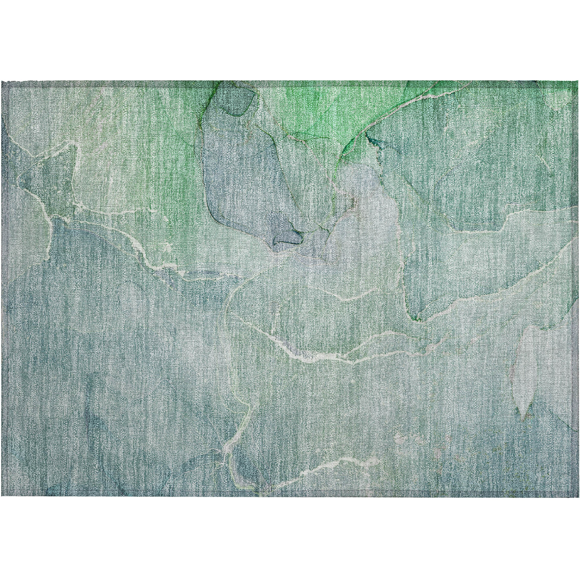 2' X 3' Teal Abstract Washable Non Skid Indoor Outdoor Area Rug