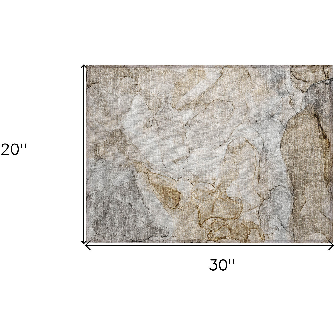 2' X 3' Beige Abstract Washable Non Skid Indoor Outdoor Area Rug
