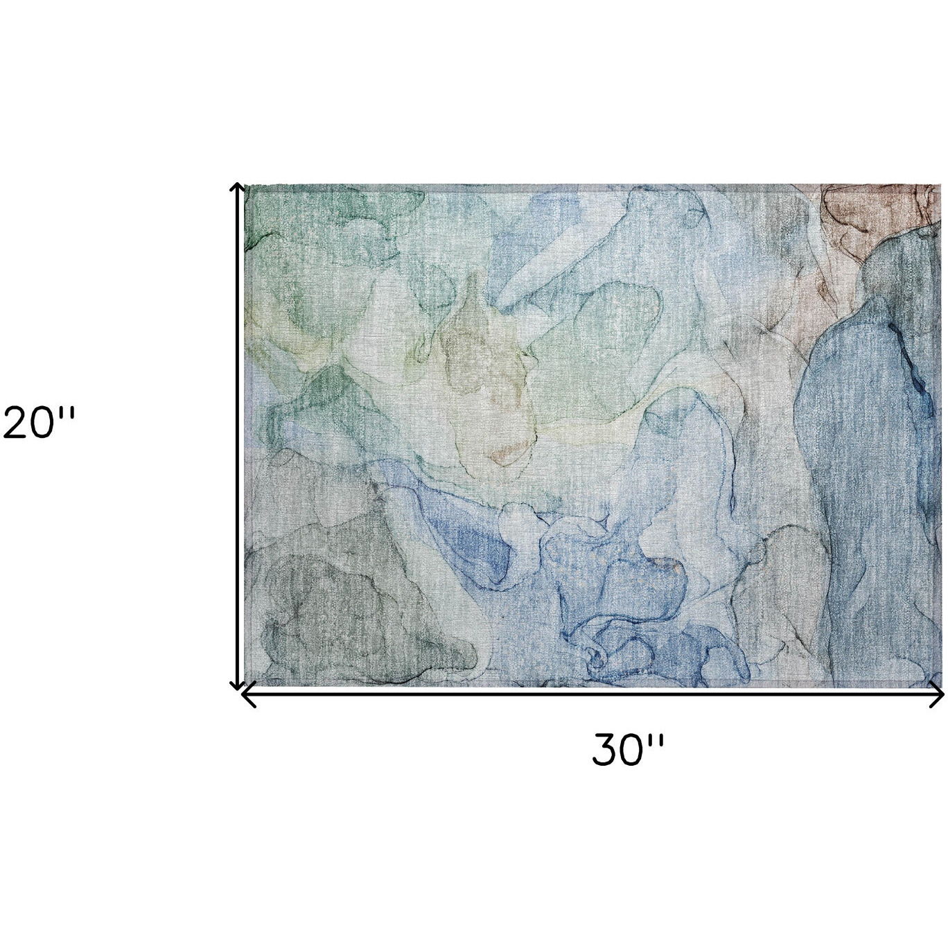 2' X 3' Blue Abstract Washable Non Skid Indoor Outdoor Area Rug