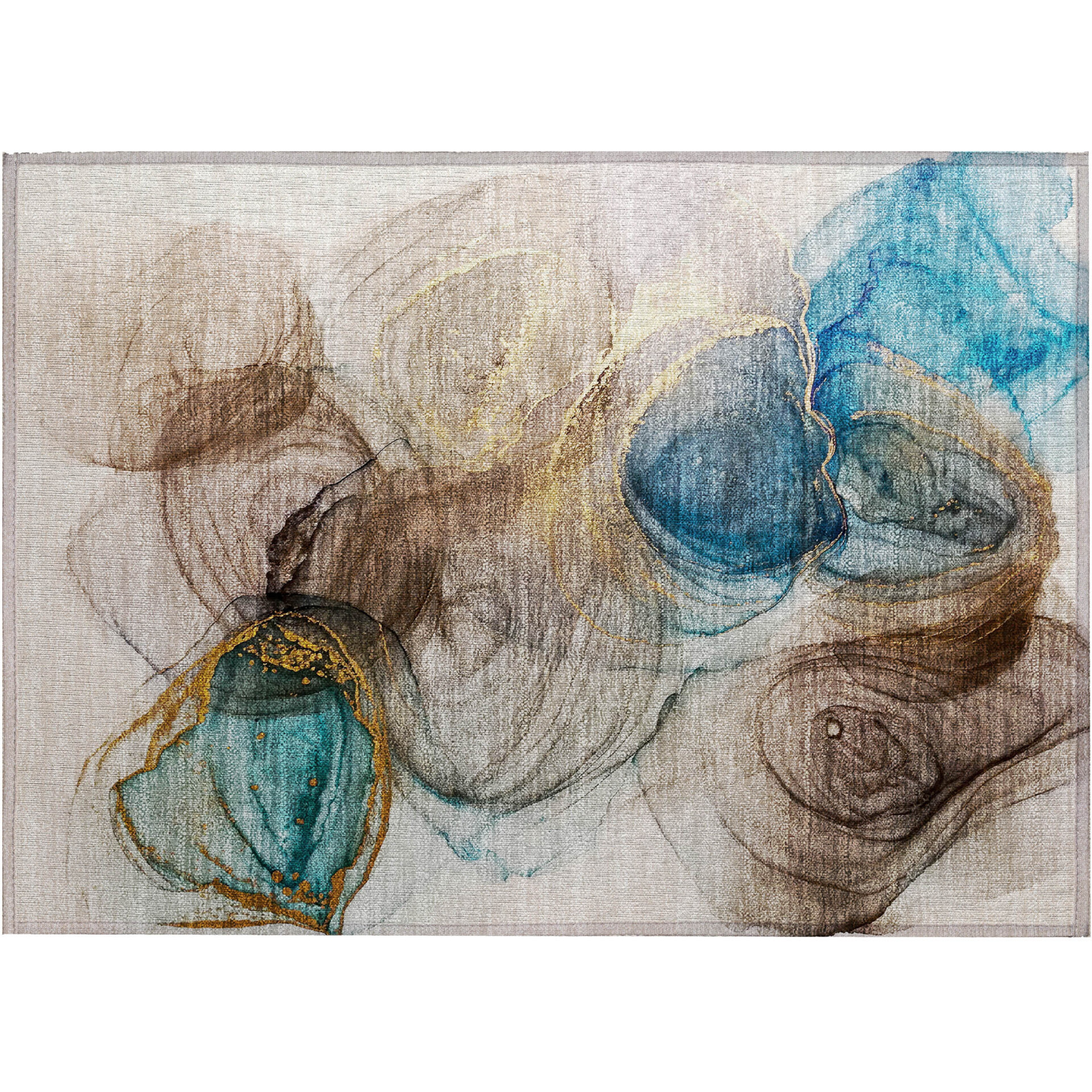 2' X 3' Beige Abstract Washable Non Skid Indoor Outdoor Area Rug