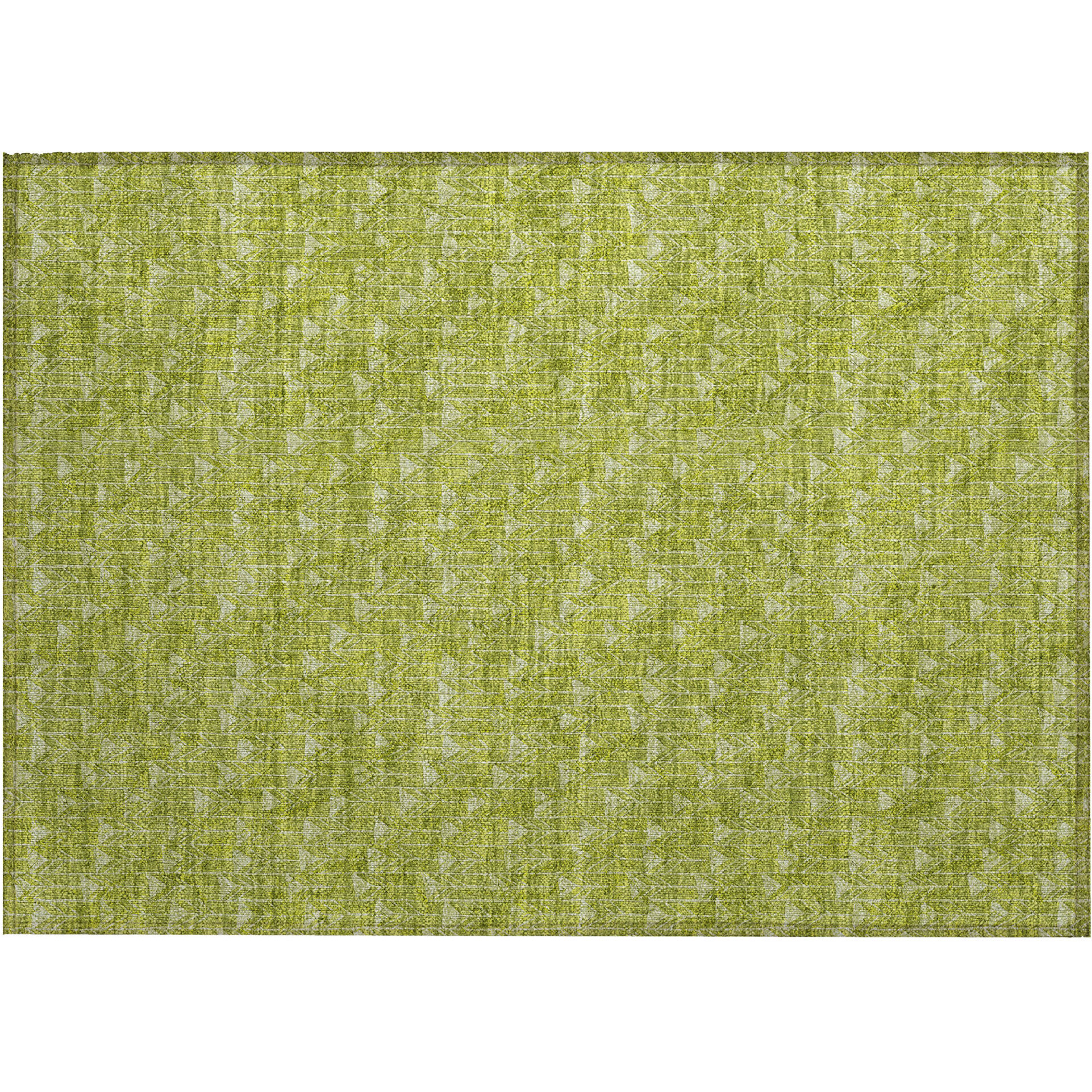 2' X 3' Moss Green Geometric Washable Non Skid Indoor Outdoor Area Rug