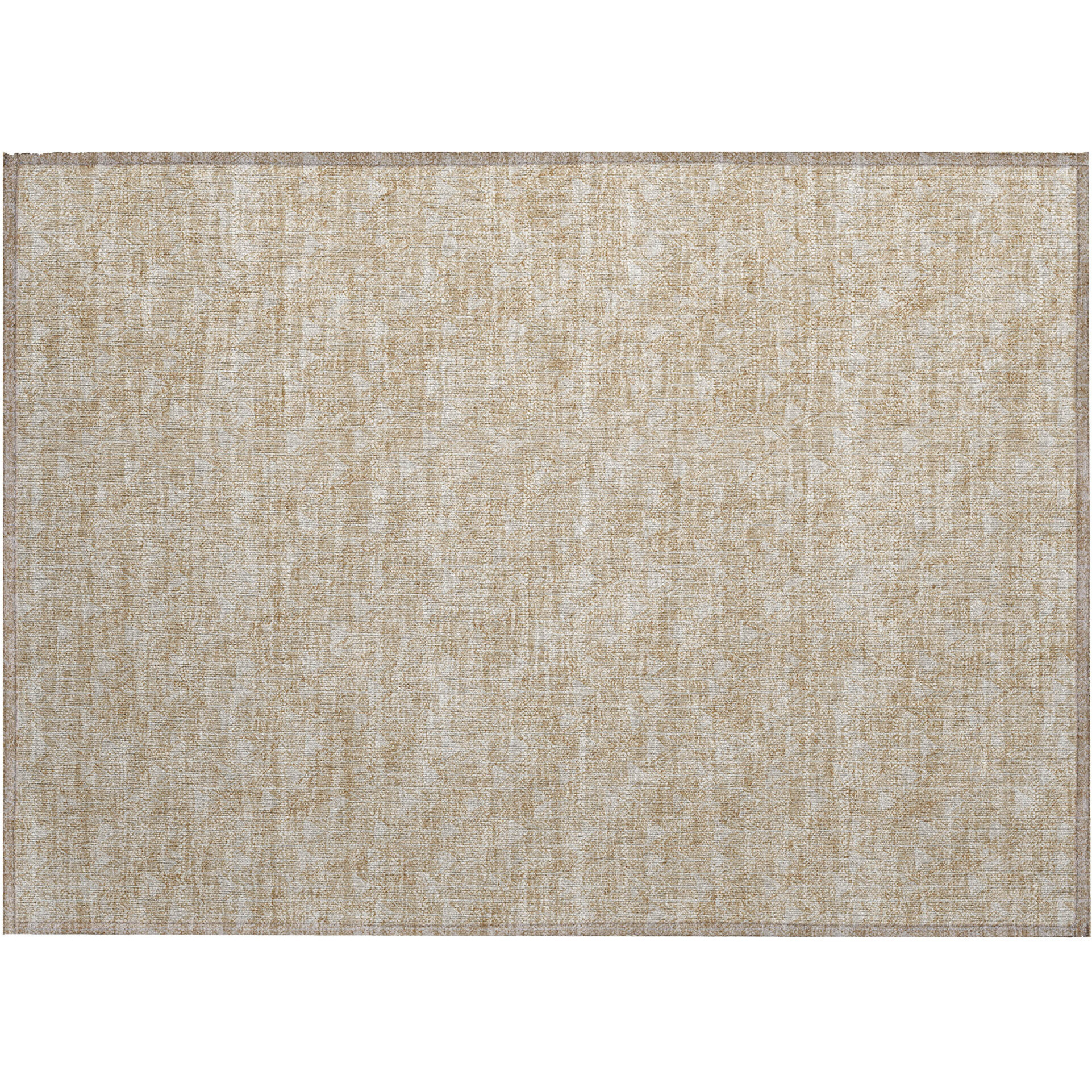 2' X 3' Tan Geometric Washable Non Skid Indoor Outdoor Area Rug