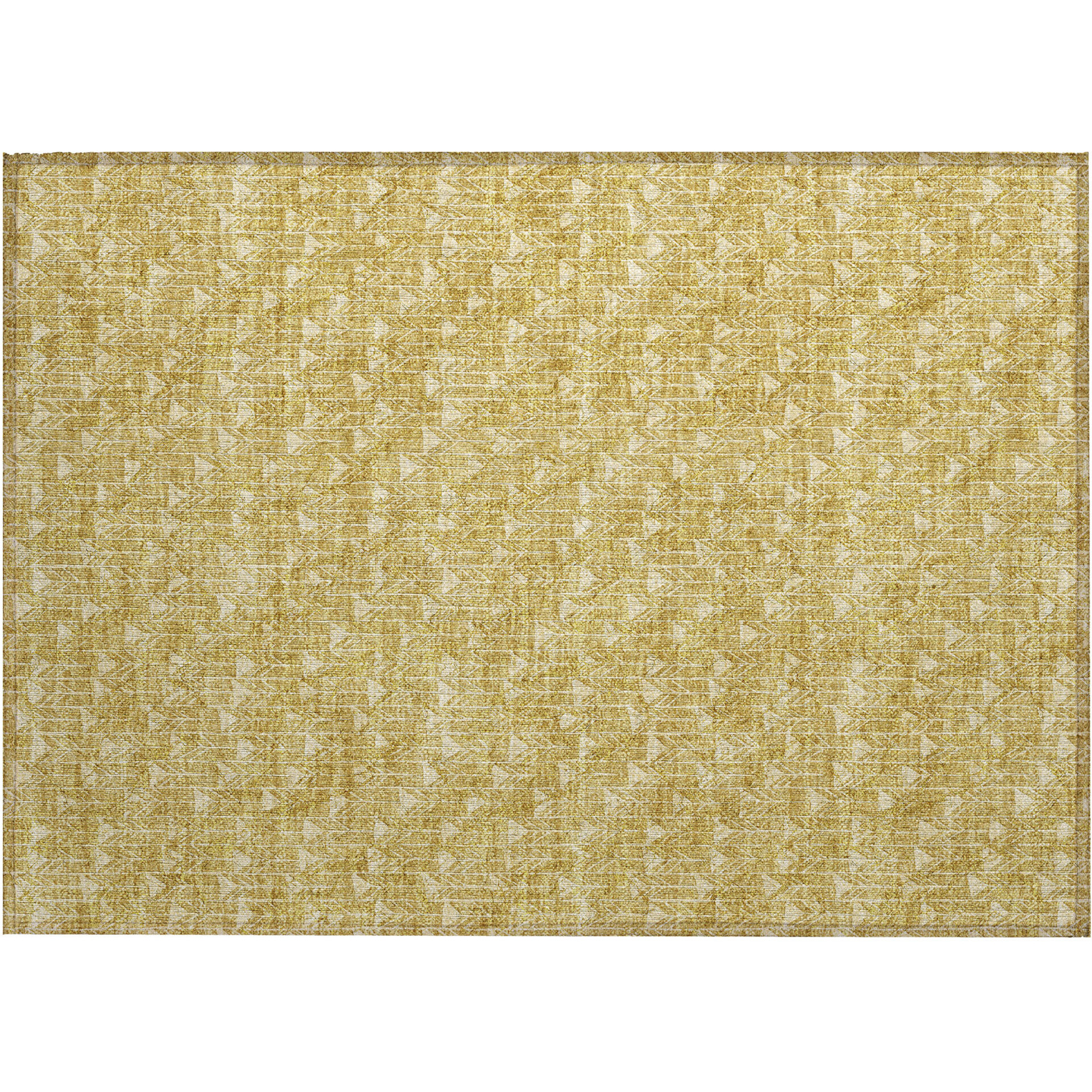 2' X 3' Gold Geometric Washable Non Skid Indoor Outdoor Area Rug