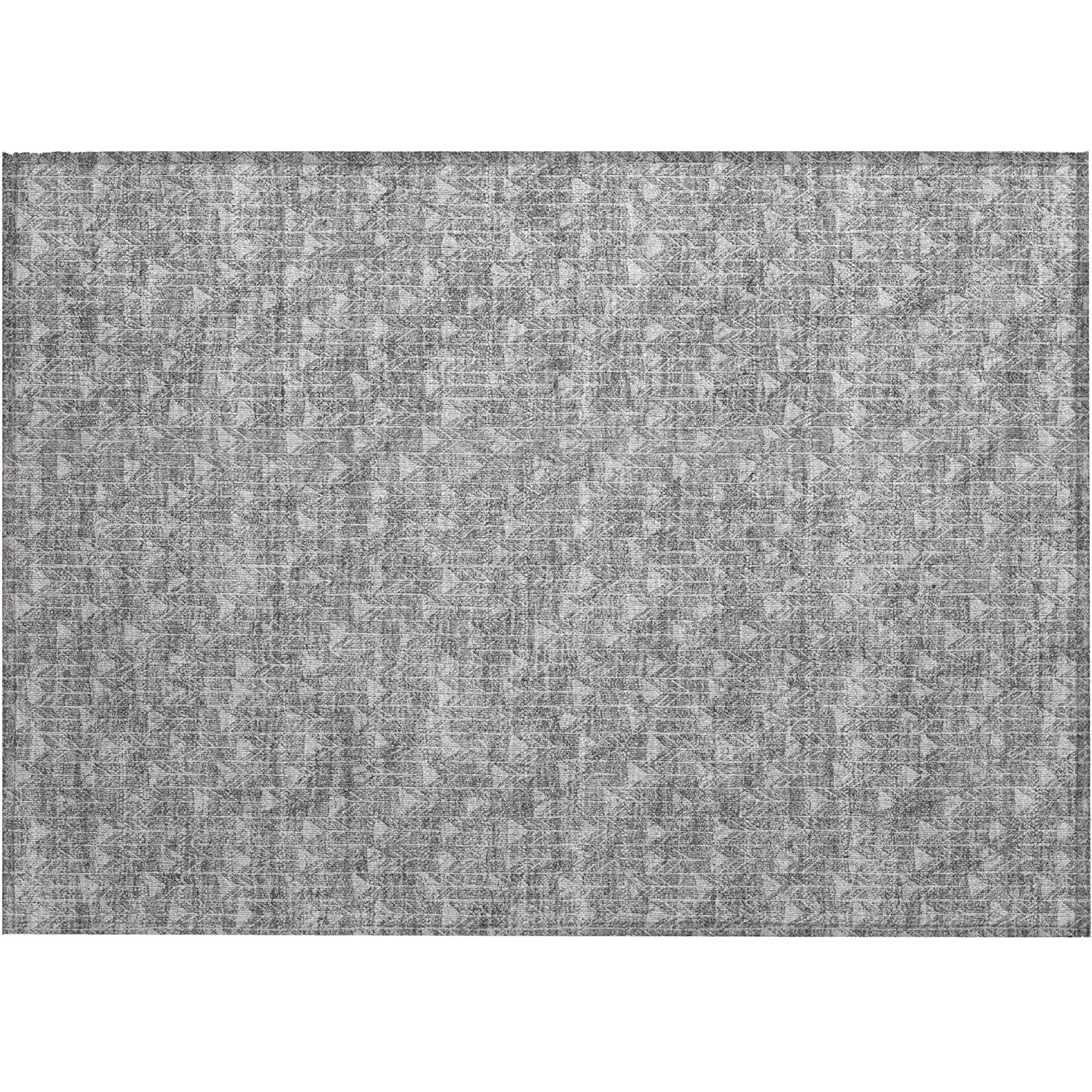 2' X 3' Gray Geometric Washable Non Skid Indoor Outdoor Area Rug