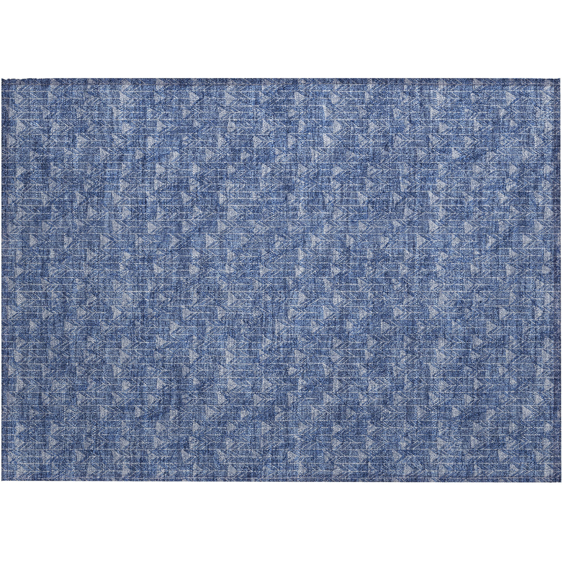 2' X 3' Navy Blue Geometric Washable Non Skid Indoor Outdoor Area Rug