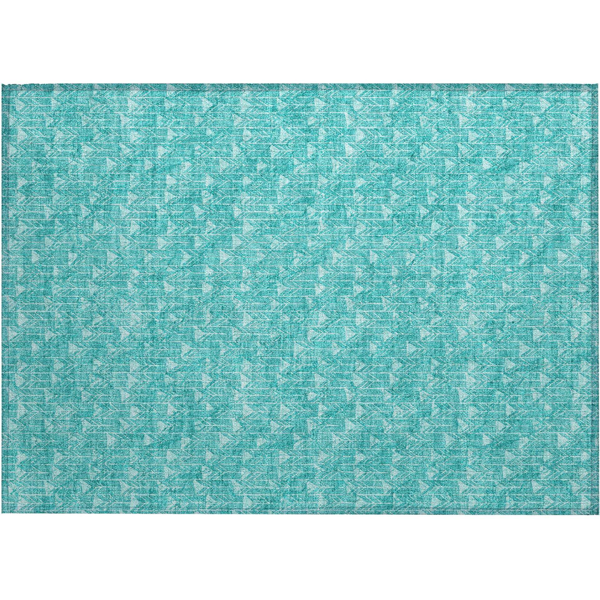 2' X 3' Turquoise Geometric Washable Non Skid Indoor Outdoor Area Rug