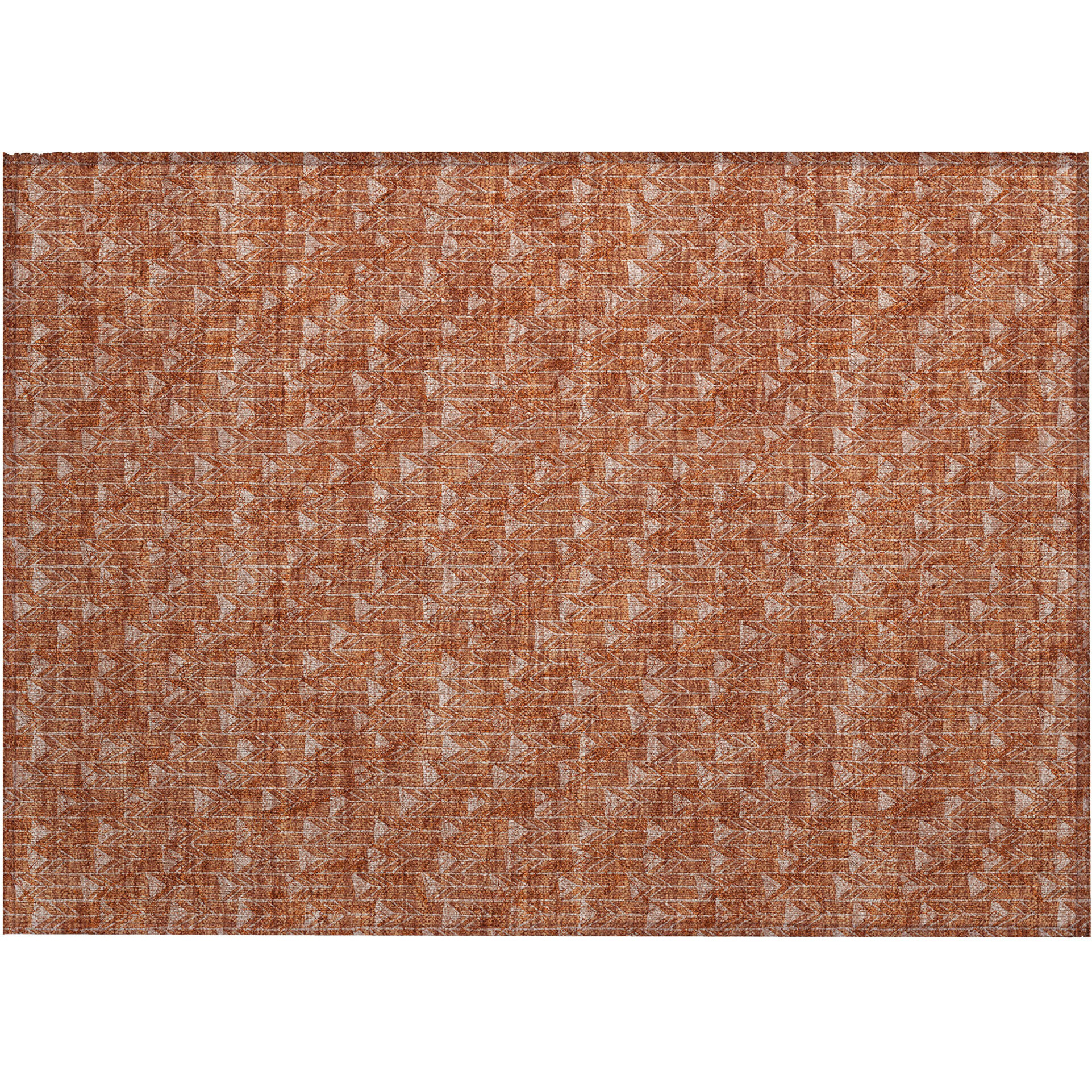 2' X 3' Terra Cotta Geometric Washable Non Skid Indoor Outdoor Area Rug
