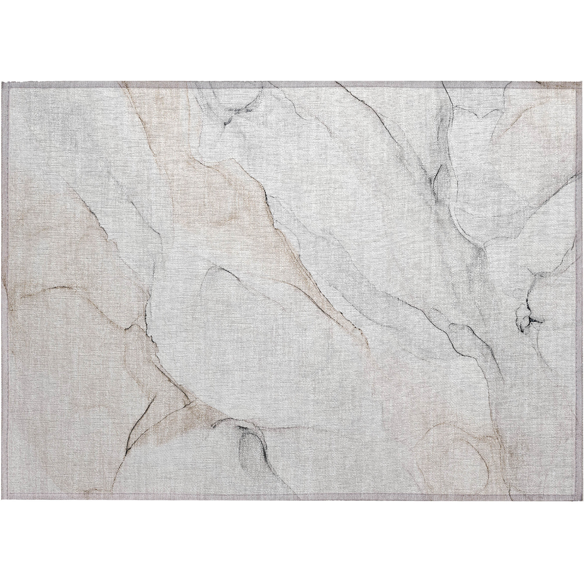 2' X 3' Beige Ivory and Gray Abstract Washable Non Skid Indoor Outdoor Area Rug