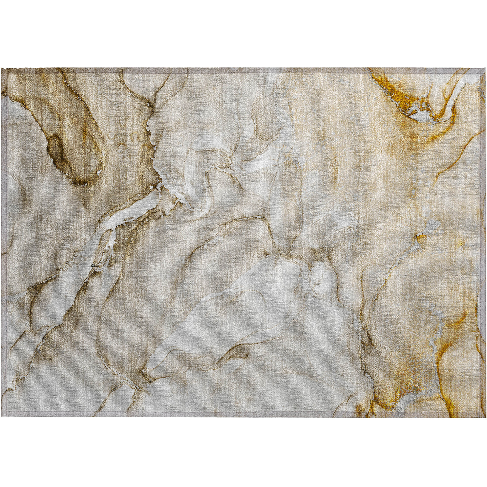 2' X 3' Brown Abstract Washable Non Skid Indoor Outdoor Area Rug