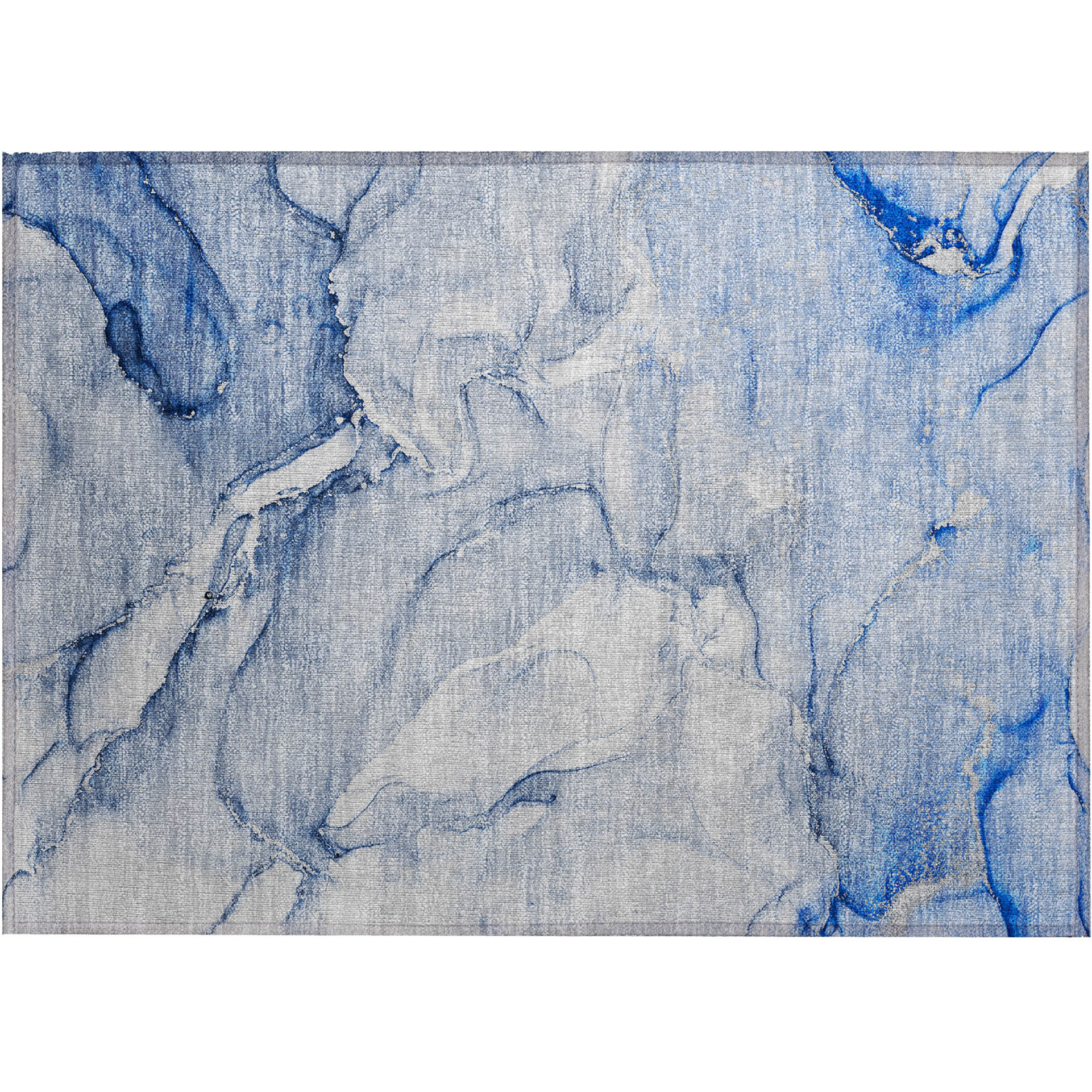 2' X 3' Navy Blue Abstract Washable Non Skid Indoor Outdoor Area Rug