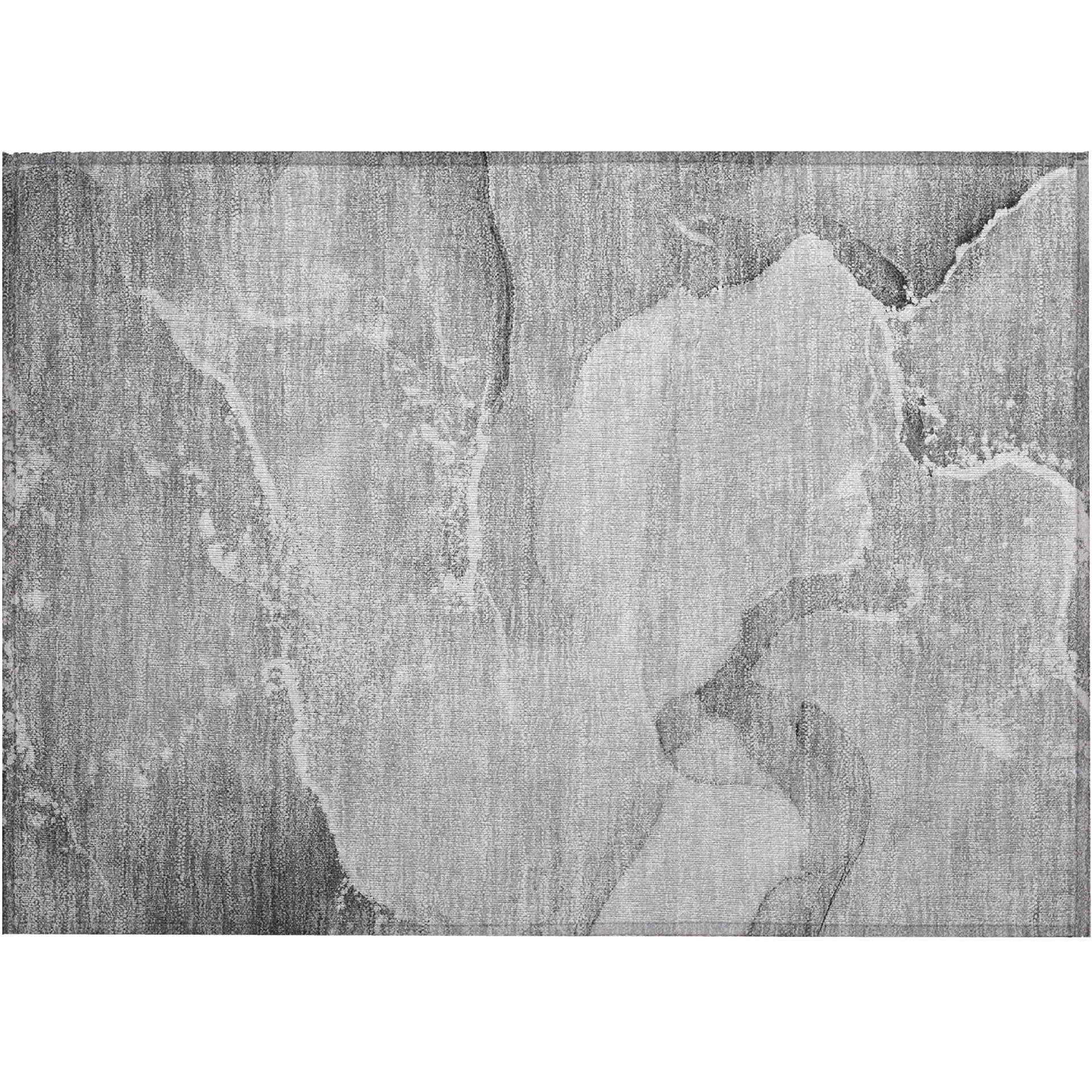 2' X 3' Gray Abstract Washable Indoor Outdoor Area Rug