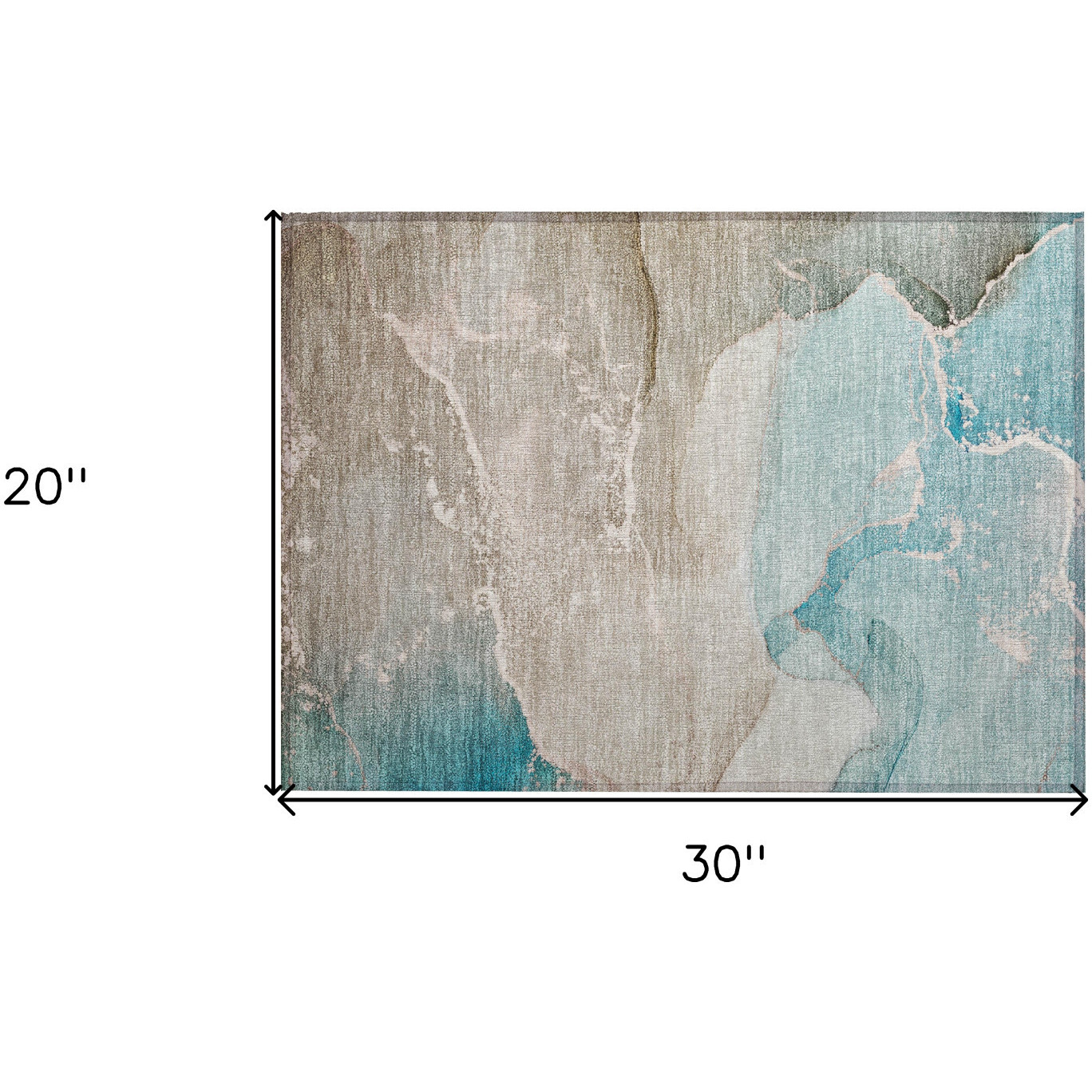 2' X 3' Teal Abstract Washable Non Skid Indoor Outdoor Area Rug