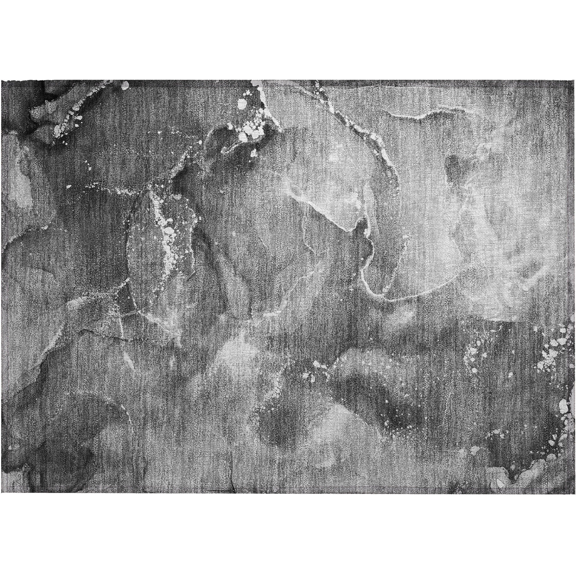2' X 3' Gray Abstract Washable Non Skid Indoor Outdoor Area Rug
